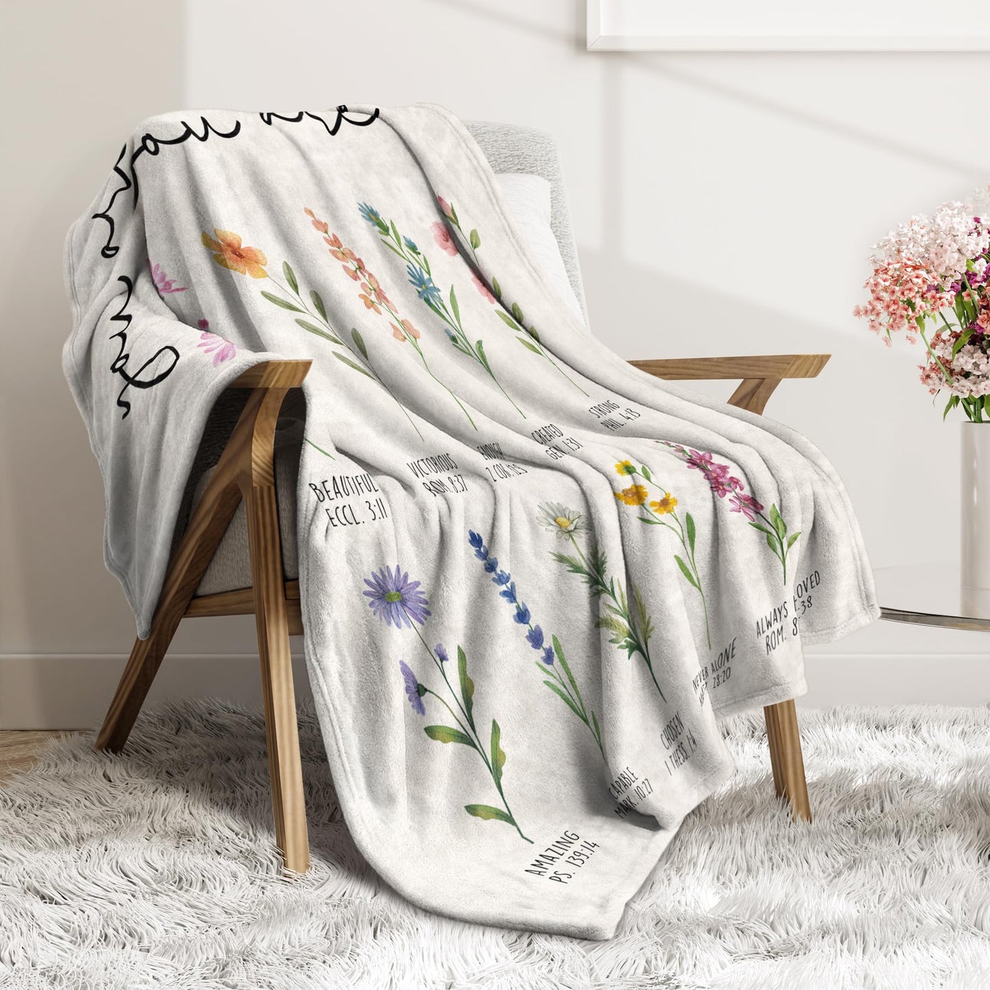 Afterprints Christian Gifts for Women, Christian Blanket with Flowers, Birthday Gifts for Women, Inspirational, Religious Gifts for Sister, Friend, Daughter, Mom, Soft Throw Blankets 60" x 80"