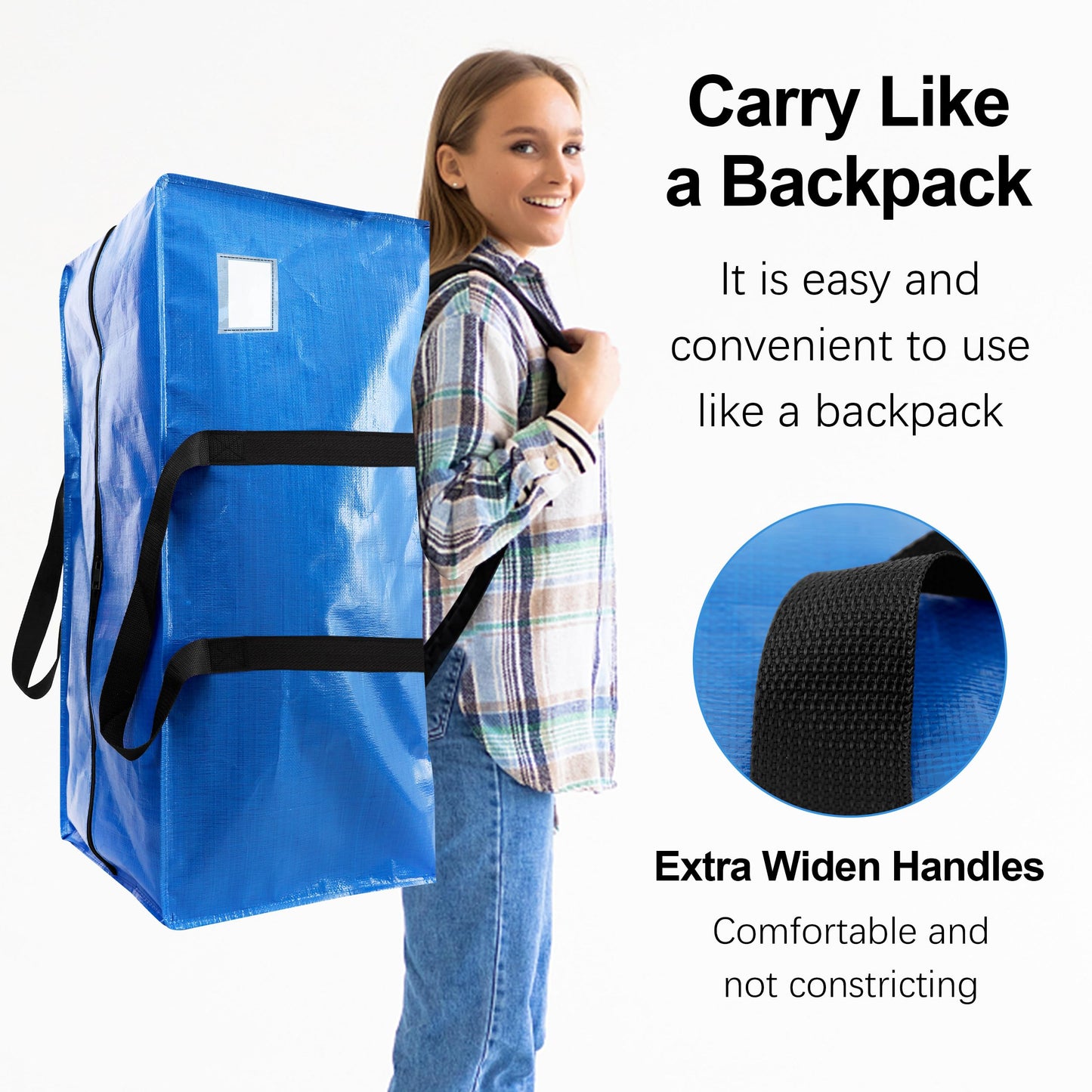 VELVETSURE 12 Pack Heavy Duty Extra Large Moving Bags W/Backpack Straps - Strong Handles & Zippers, Storage Totes For Space Saving, Fold Flat, Alternative to Moving Box and Storage Bin, Multicolor