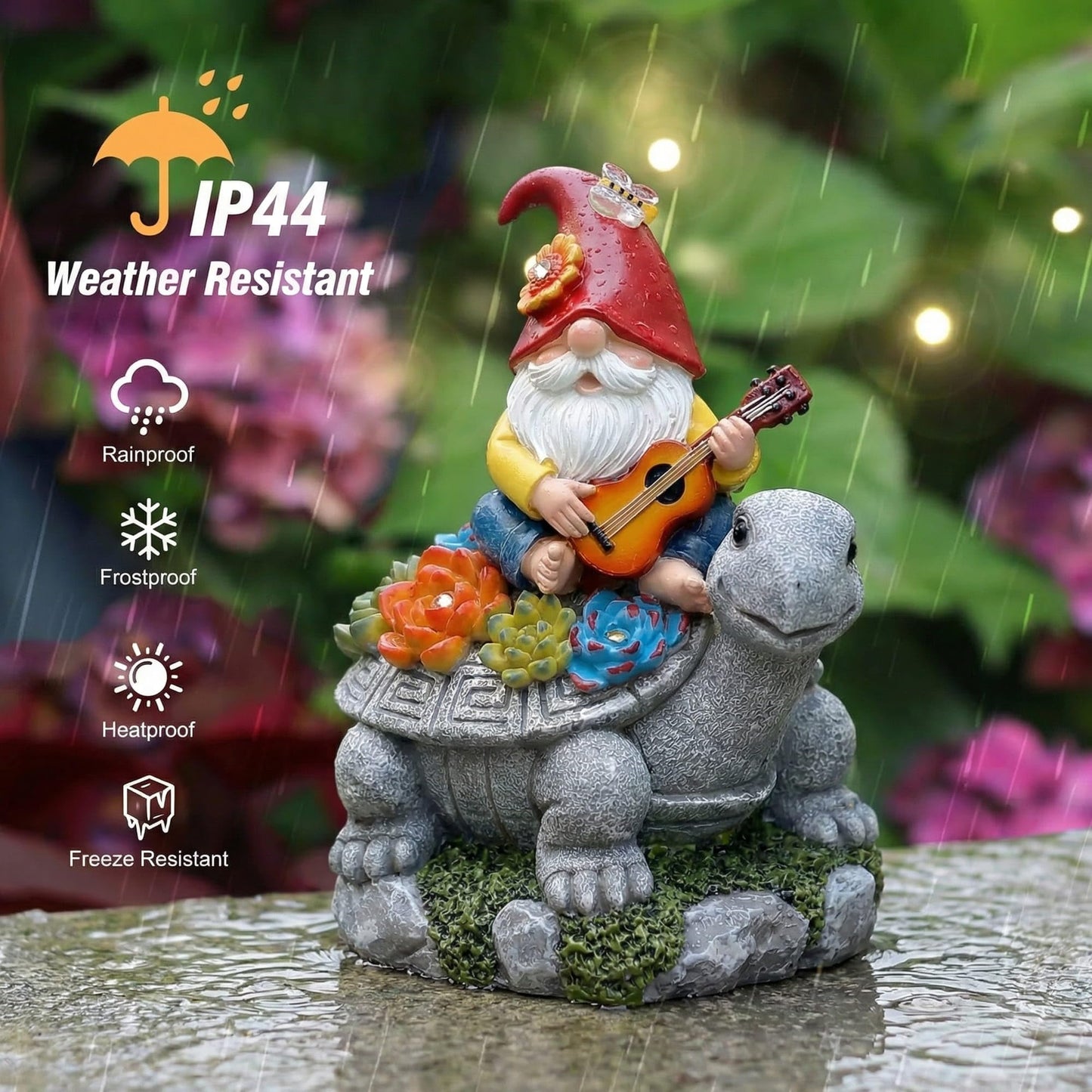 Memeyou Gnome Hide a Key Outside Gnome with Guitar Turtle Garden Decor Outdoor Key Hider Funny Yard Patio Lawn Decorations Solar Figurine Light Ornaments Housewarming for Women Mom Grandma