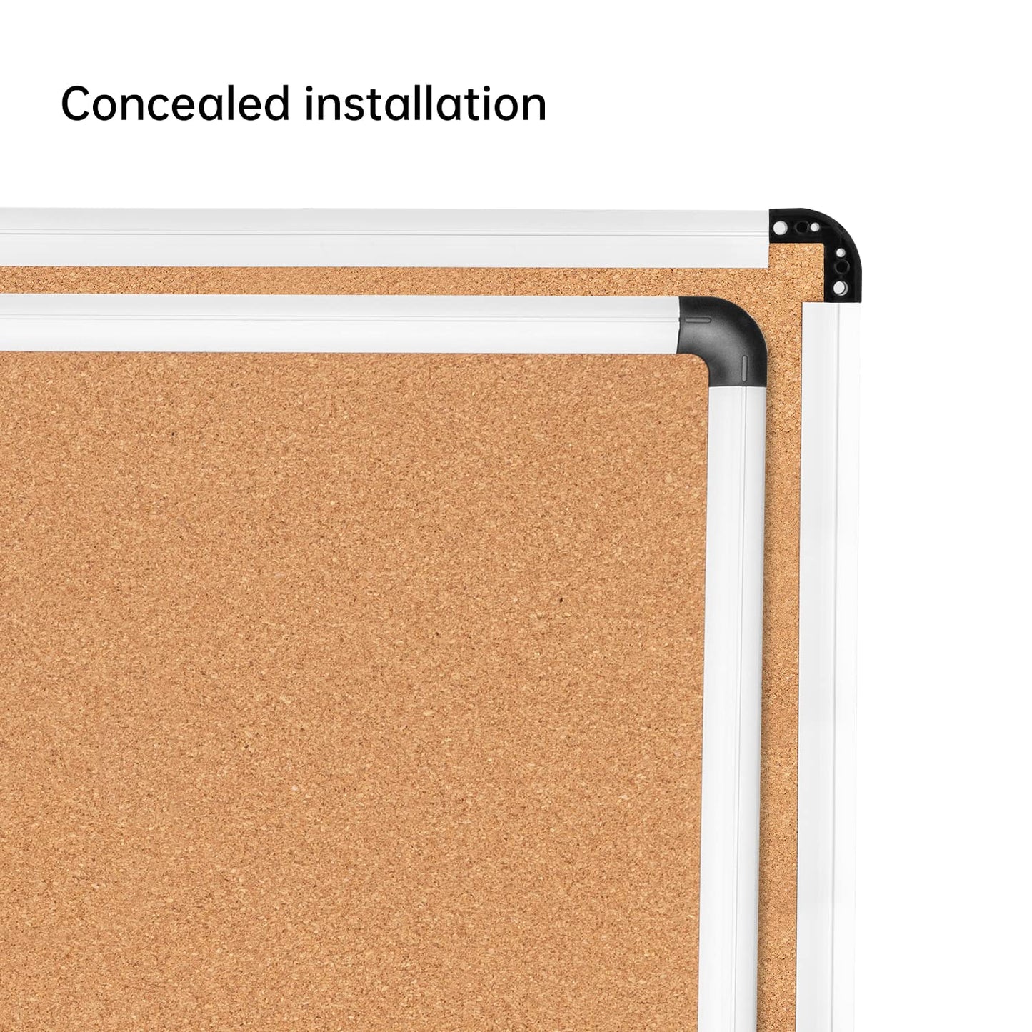 VUSIGN White and Cork Board Combination, 24" x 36" Dry Erase and Corkboard Combo for Home or Office, Wall Mounted Notice Bulletin With Aluminum Frame