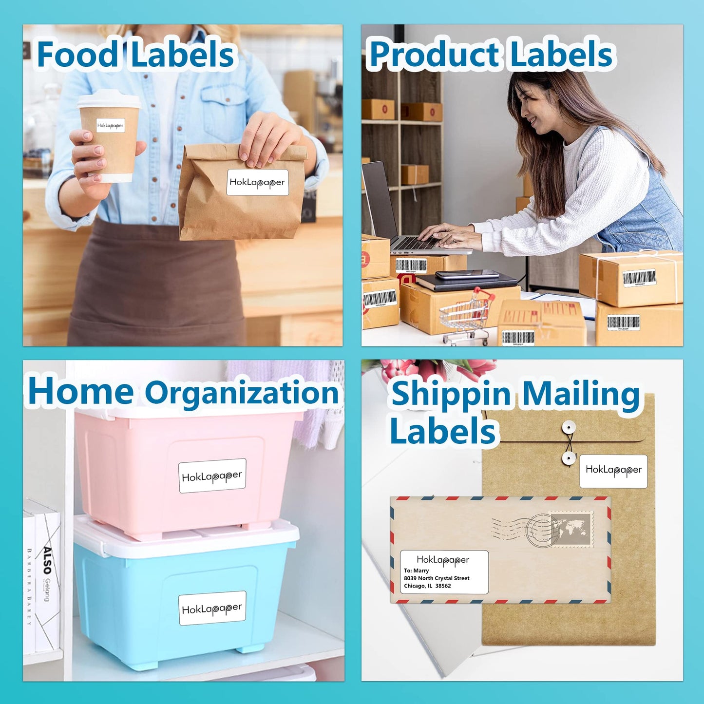 Hoklapaper 2" x 4" Shipping Labels,Printable White Mailing Labels for Laser/Inkjet Printer,Permanent Adhesive Sticker Labels(500 Sheets,5000 Labels)