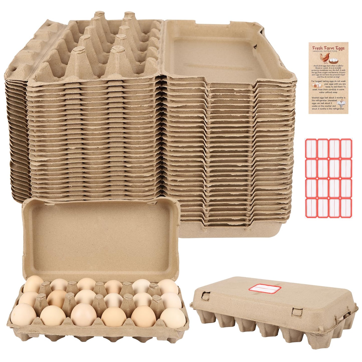 DecarDamai 30 Pack Egg Cartons 18 Count - 3x6 Grids Egg Cartons for Fresh Eggs, Sturdy Cardboard Eggs Storage Containers for Household, Kitchen, Farm, Market