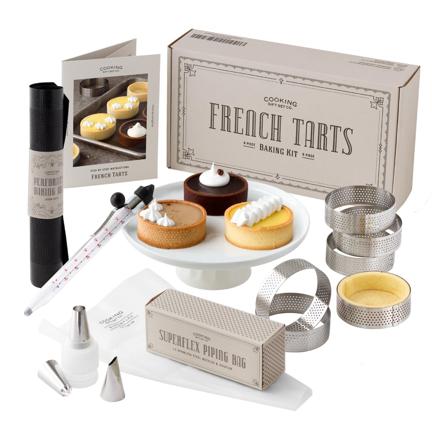 French Tart Baking Set | Mothers Day Unique Baking Gifts Kitchen Baking Supplies Present Food Making Kit For Adults & Parisian Cooking Tools for Pastry Dessert
