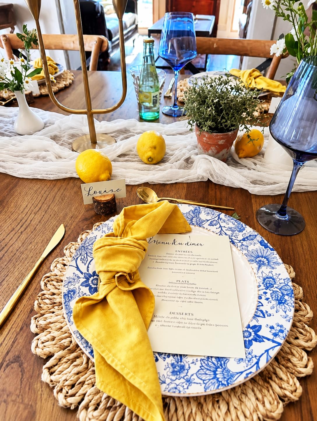 DELAQIKO 13.8" Round Corn Husk Placemats | Boho Woven Rattan Table Mats | Natural Spring Farmhouse Plate Chargers | Handmade Rustic Wicker Place Mats for Christmas Wedding (Set of 8)