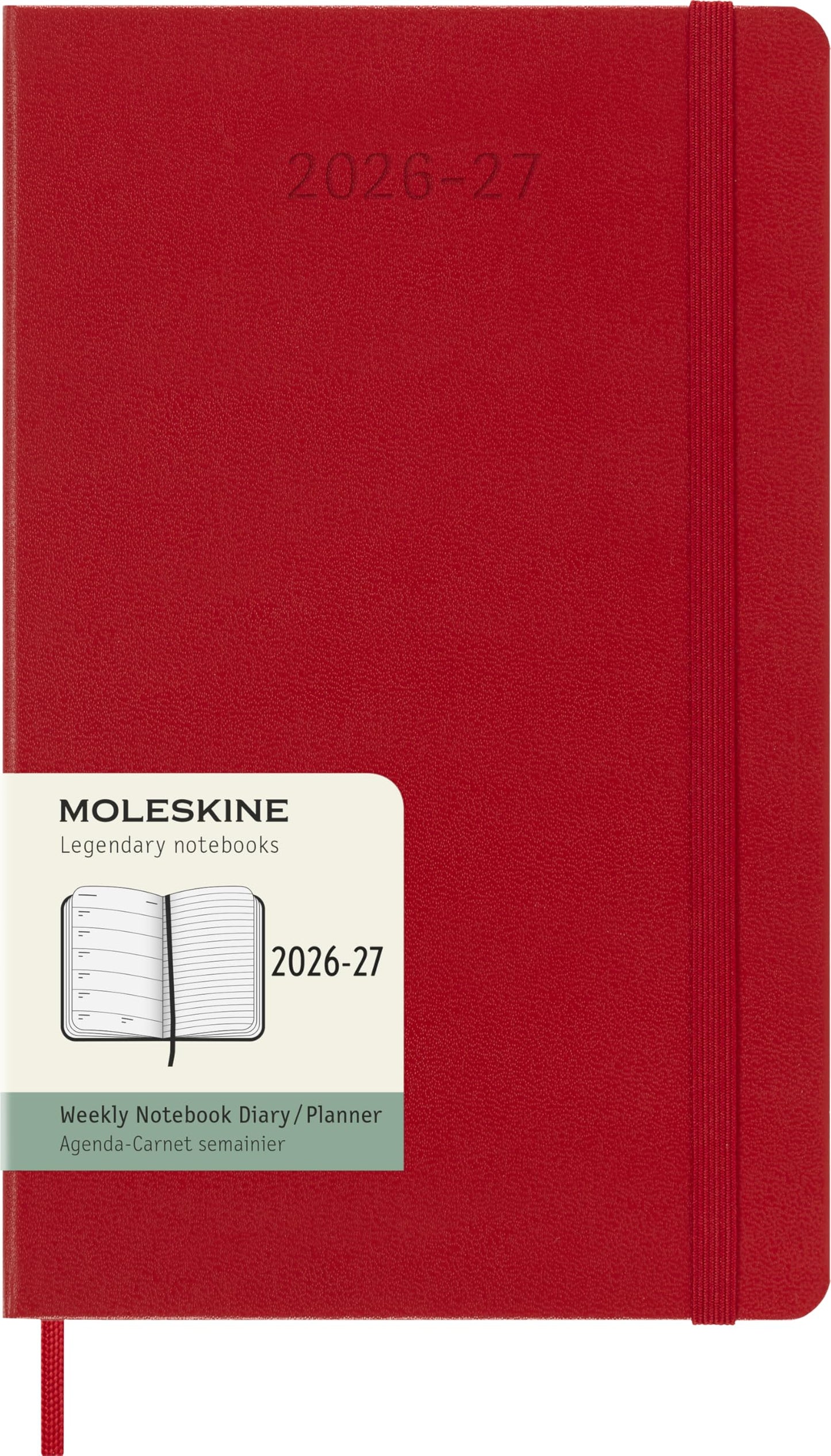Moleskine Classic 18 Month 2026-2027 Weekly Planner, Hard Cover, Large (5" x 8.25"), Scarlet Red, 208 pages
