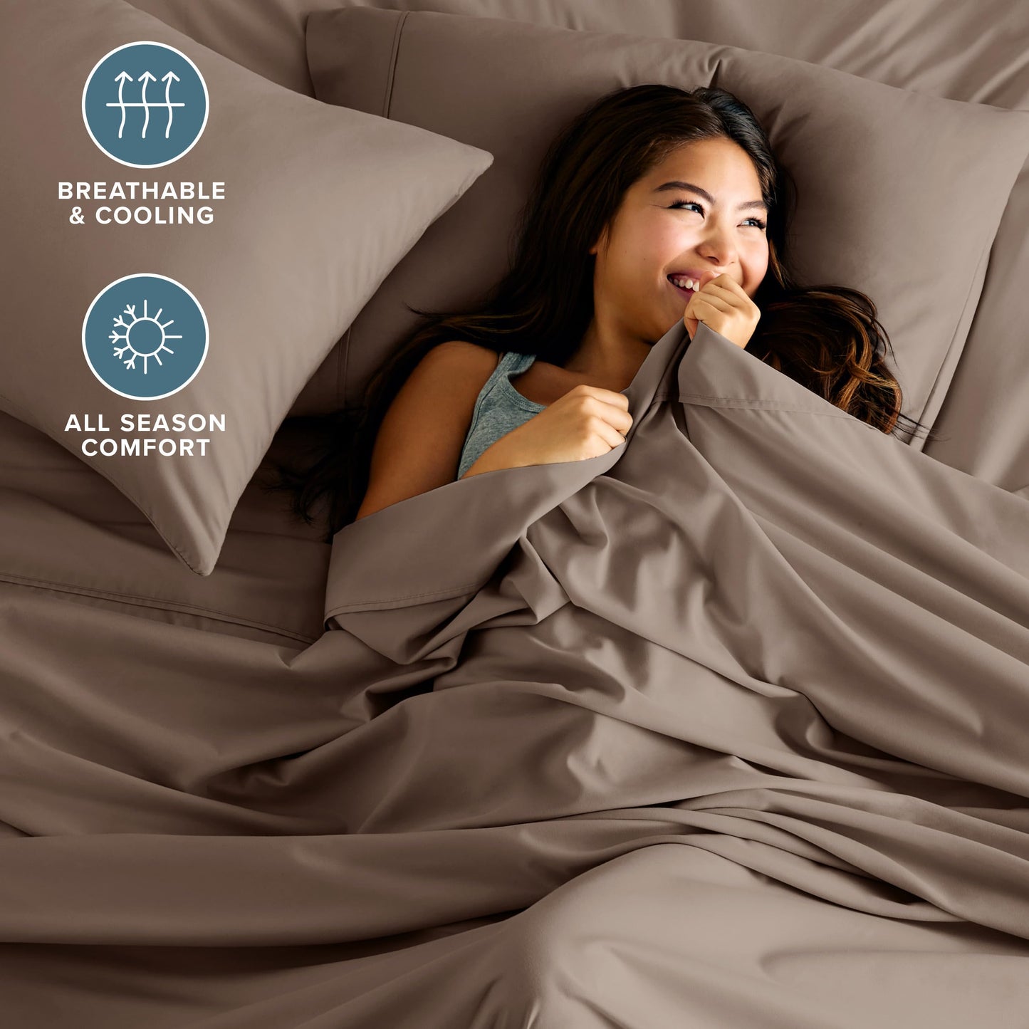 Bare Home King Sheet Set - 1800 Ultra-Soft Microfiber King Bed Sheets - Double Brushed - Deep Pockets - Easy Fit - 4 Piece Set - Bedding Sheets & Pillowcases (King, Taupe)