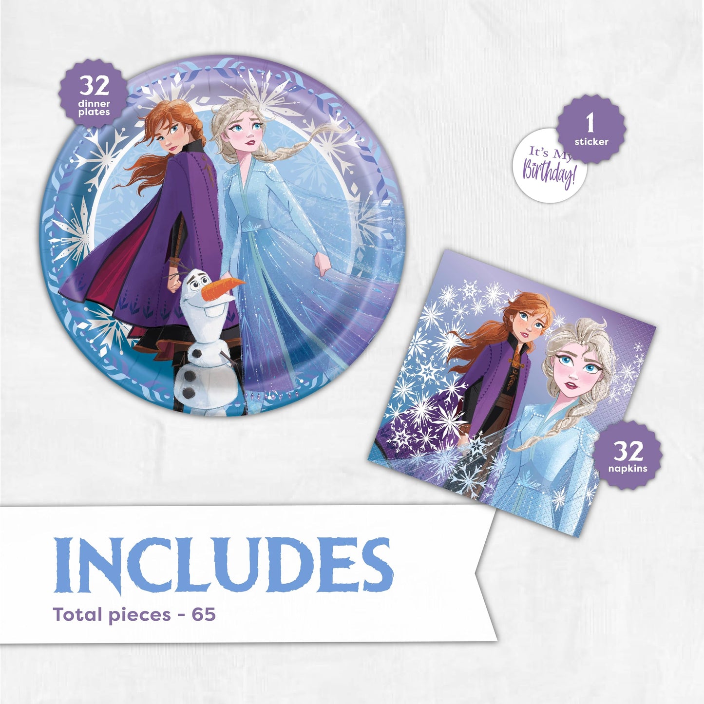 Unique Frozen Plates and Napkins for 32 Guests | Frozen Birthday Party Decorations | Officially Licensed