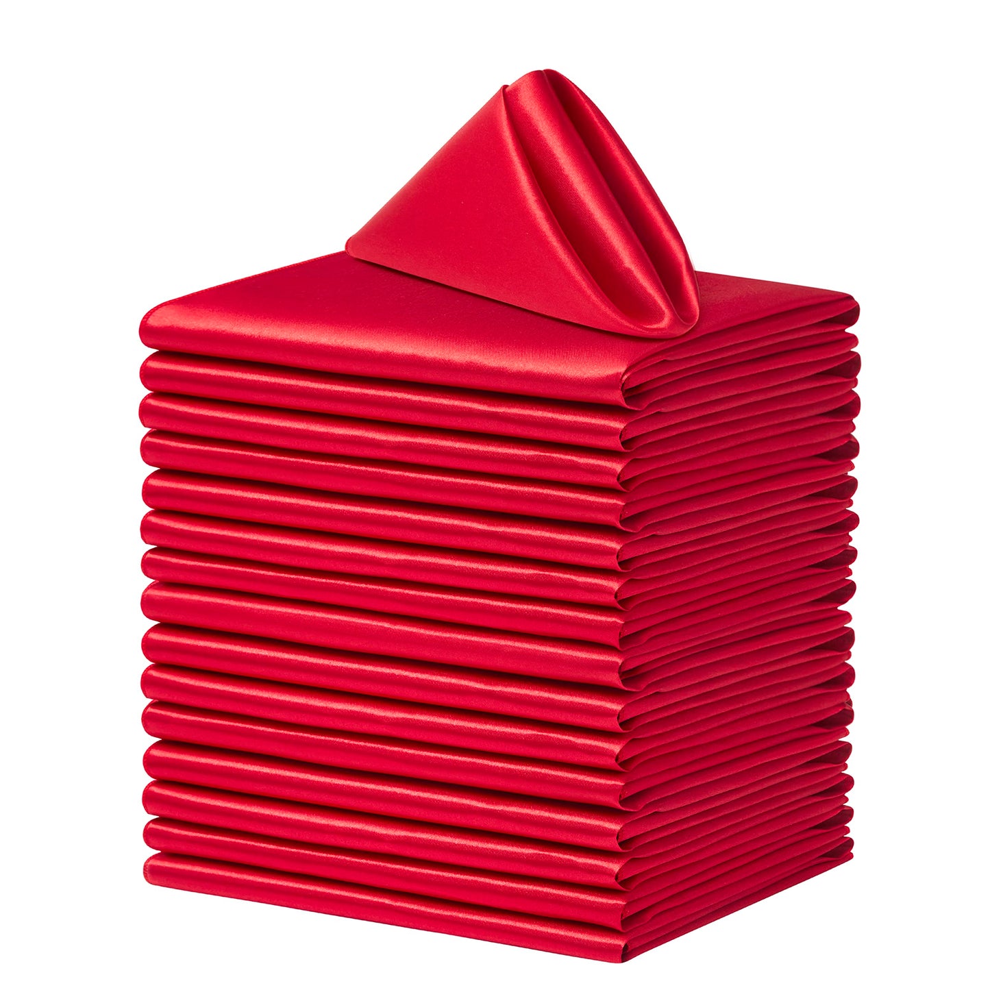 Counfeisly 100 Pack Square Satin Dinner Napkins, 20x20 Inches Silky Soft Smooth Table Cloth Napkins for Restaurant Weddings Banquet Party Decoration, Red