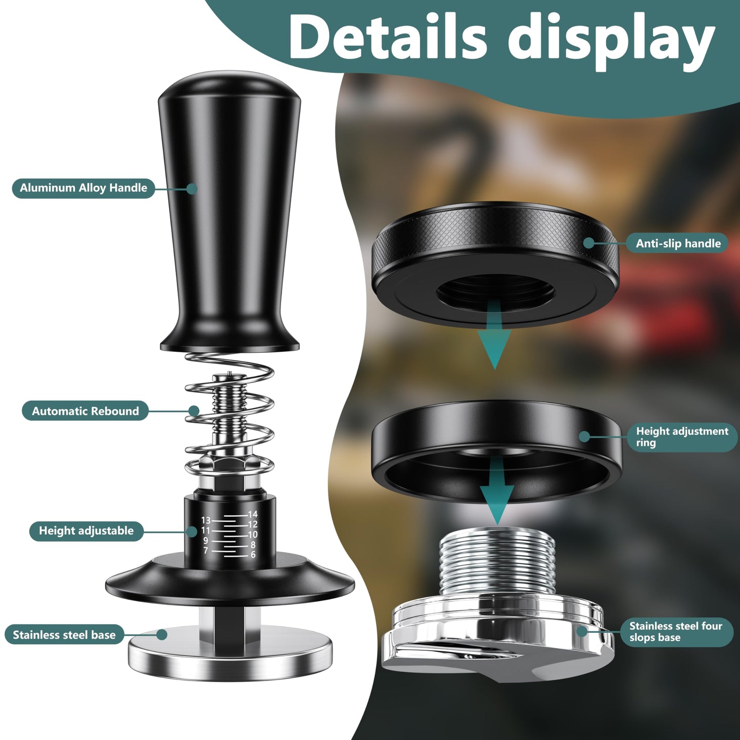 7 Pack Espresso Accessories Kit,54mm Espresso Tool Kit | Espresso Tamping Station | Coffee Distributor Tamper | WDT Tool | Dosing Funnel | Expresso Puck Screen | Christmas Gift for Espresso Lovers