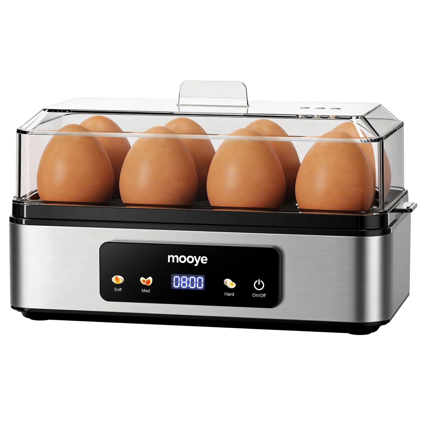 Mooye Rapid Egg Cooker for Hard Boiled Eggs, Electric Egg Steamer 3 IN 1 Soft Medium Hard Boiled, Egg Maker with Auto Shut-Off, Egg Boiler for Kitchen Breakfast & Fitness, BPA-Free, Holds 8 Eggs