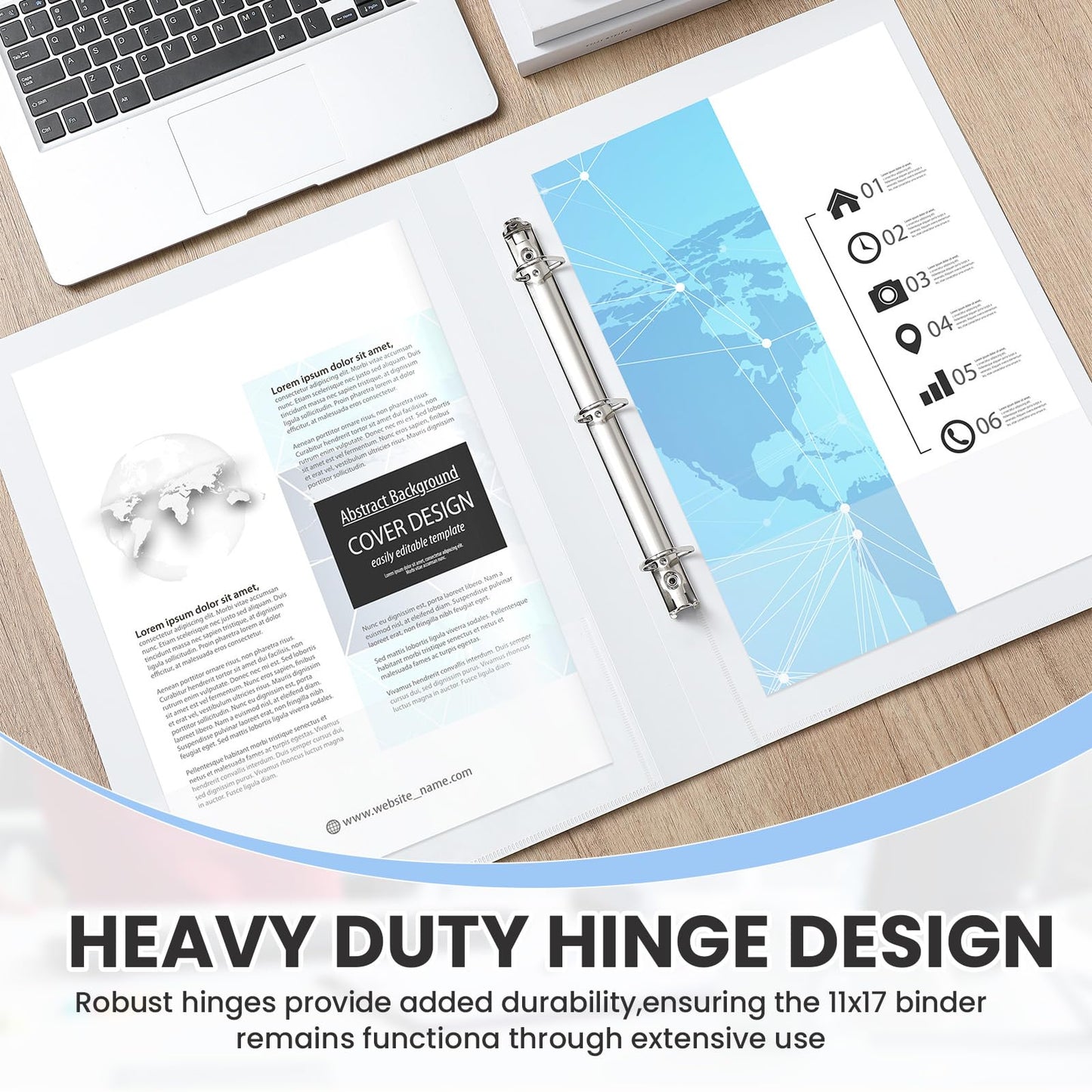 Humyoun 4 Pcs 11 x 17 1 Inch 3 Ring Binders View Cover Heavy Duty Plastic Flexible 1" D Rings Binders Economy Holds 11" x 17" Paper for Office, Home, Work Places Store Artwork Blueprints