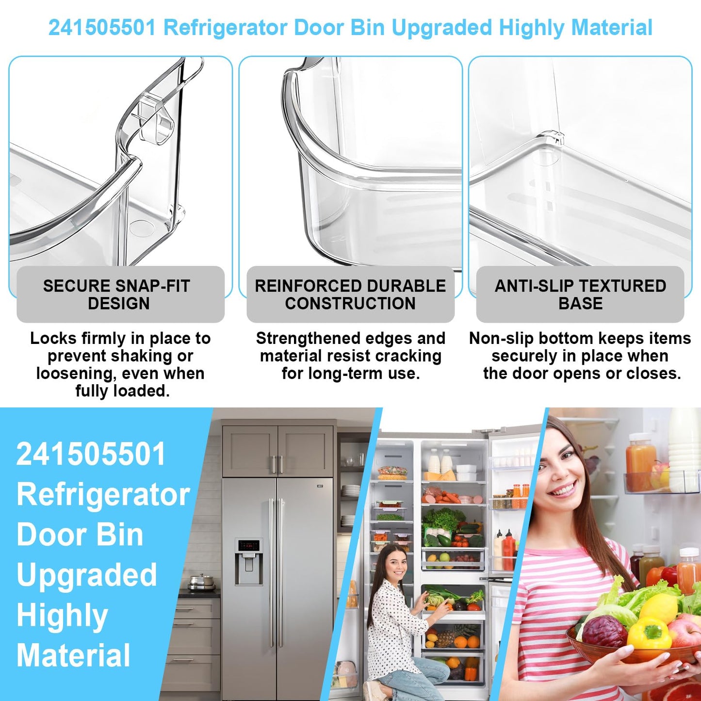 UPGRADED 241505501 Refrigerator Door Bin Compatible with Frigidaire Kenmore Electrolux Refrigerator Door Shelf Replace for FFSC2323TSA FFSC2323TS0 LFSC2324VF6 FGSC2335TFB FGSC2335TF0 LGHK2336TF0