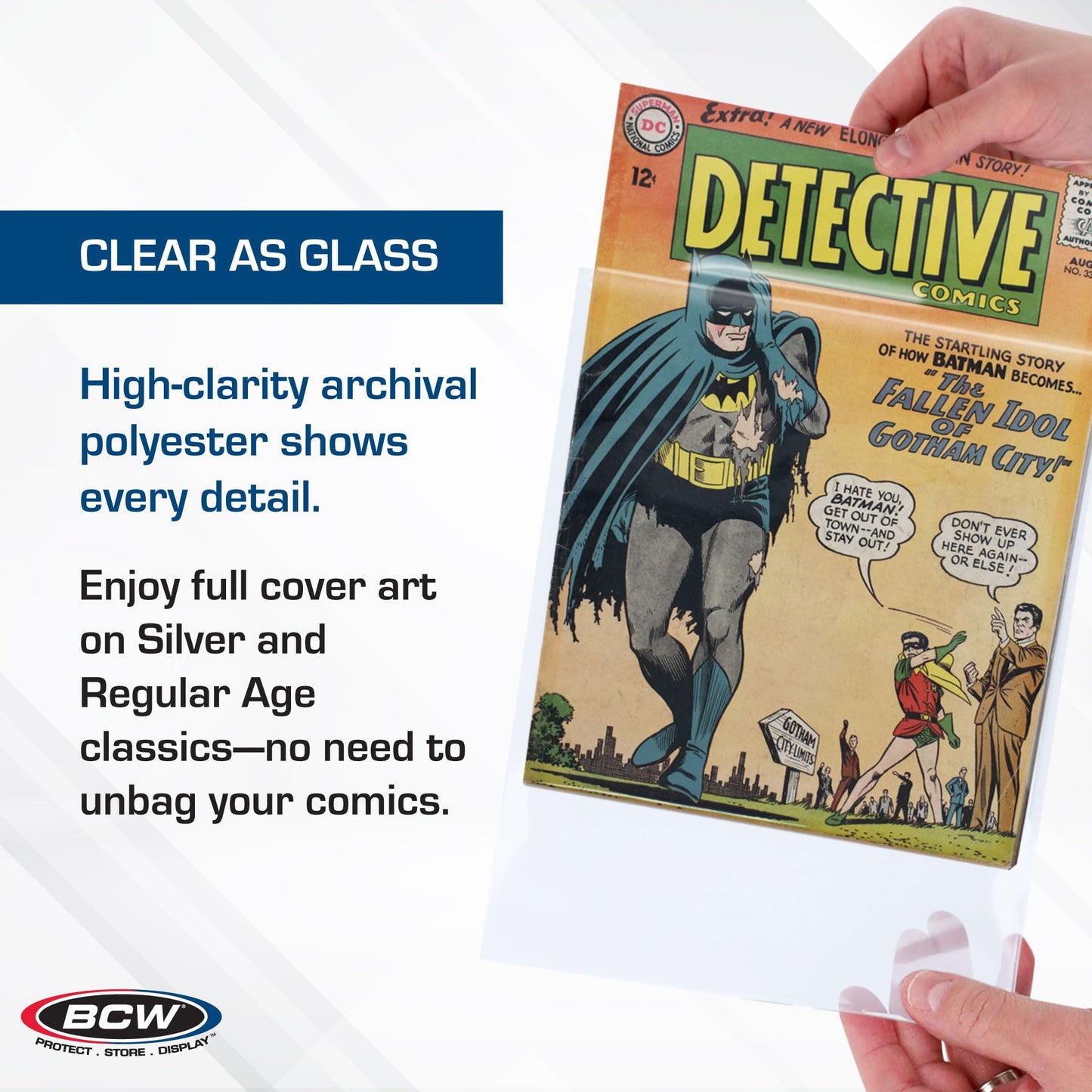 BCW Archival Storage Bags for Silver Age/Regular Comic Books - 50 Pack | 7 1/4" x 10 1/2" | 2 Mil Mylar Comic Book Sleeves | Clear Polyester