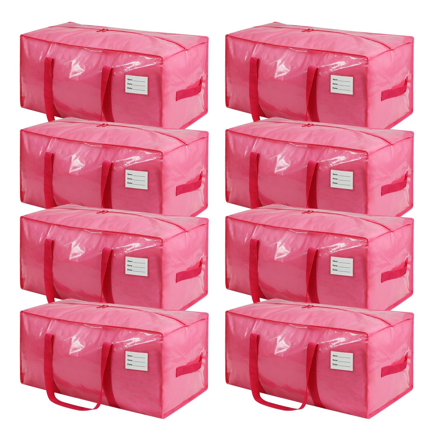 VTSVTS 8 Pack Extra Heavy Duty Large Moving Bags with Comfortable Handle & Strong Zipper,Storage Totes for Space Saving Moving Storage College Supplies Alternative to Moving Box,Pink