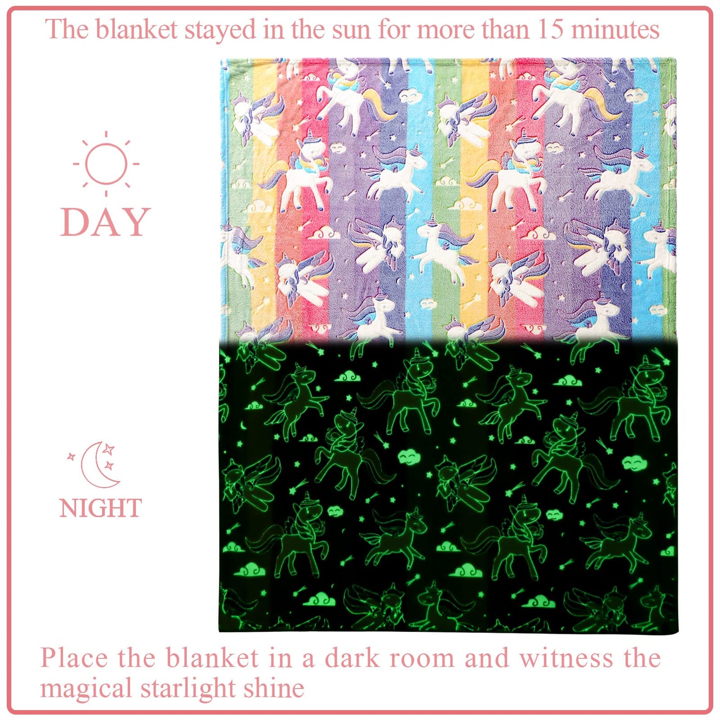 LIFEYJ Glow in The Dark Blanket Unicorns Gifts for Girls, Soft Blanket 3 4 5 6 7 8 9 10 Year Old Girl Gifts, Toddler Girls Toys Age 6-8, Easter Gifts for Kids Birthday Gifts Presents, 50"x60"