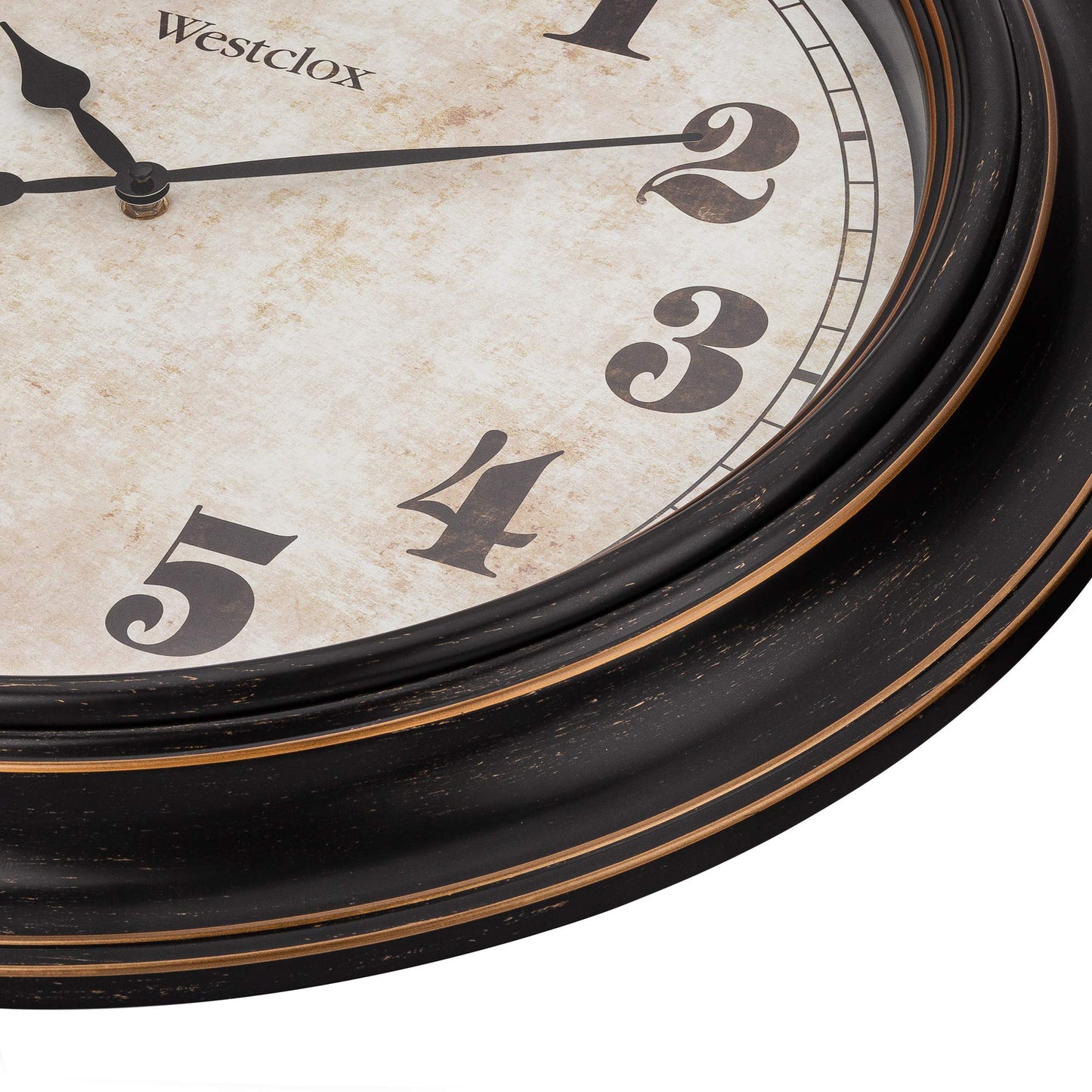 Westclox Traditional Large Wall Clock – Battery-Operated 24-Inch Vintage Distressed Dial, Metal Hands, Glass Lens, Quartz Accuracy (Black-Brown, 24-Inch)