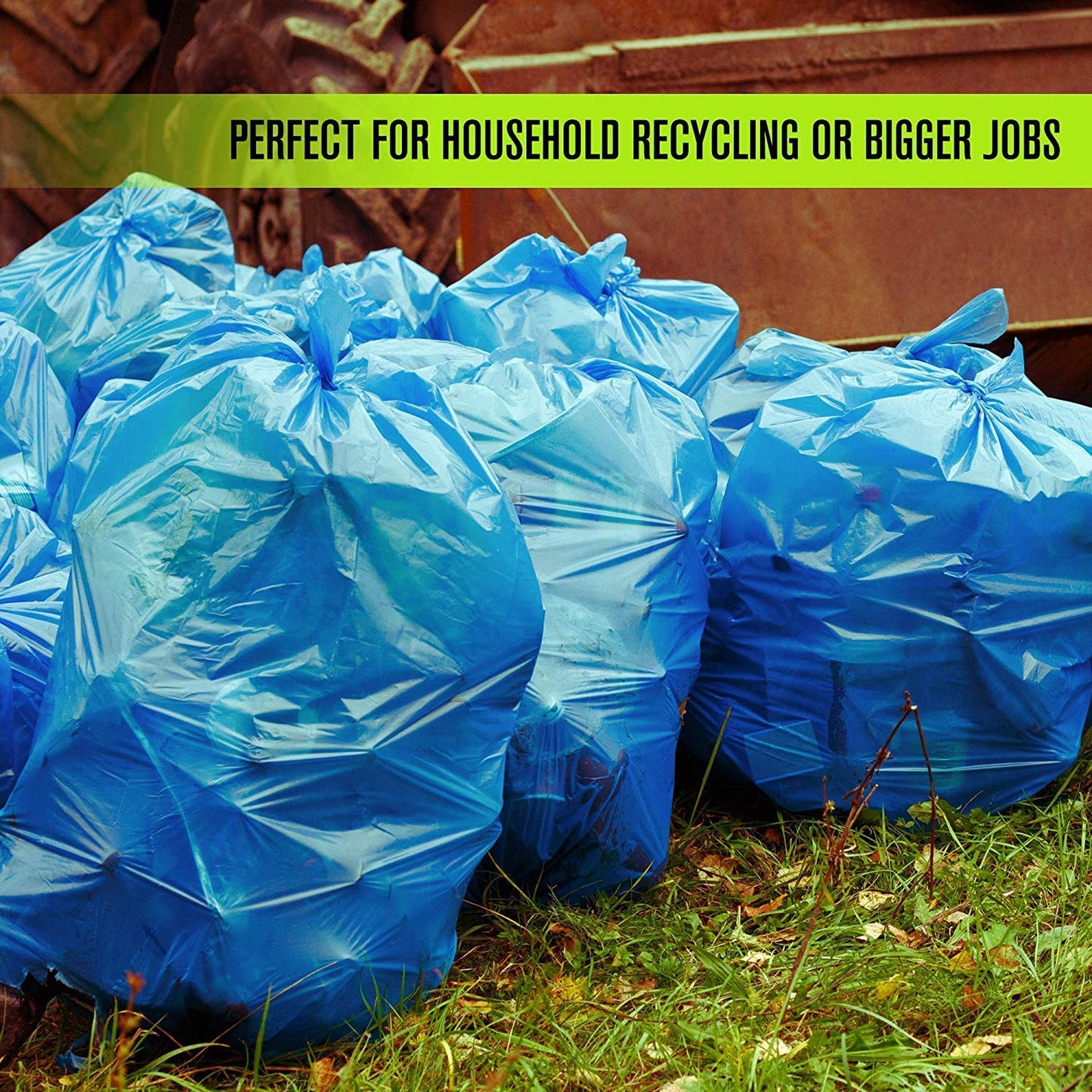 Aluf Plastics 95-96 Gallon Blue Trash Bags - (Pack of 32) - 2.0 MIL (Equivalent) - Garbage or Recycling Bags 32" x 29" x 68" - Large Plastic Can Liners - for Industrial, Home, Contractor, Recycling