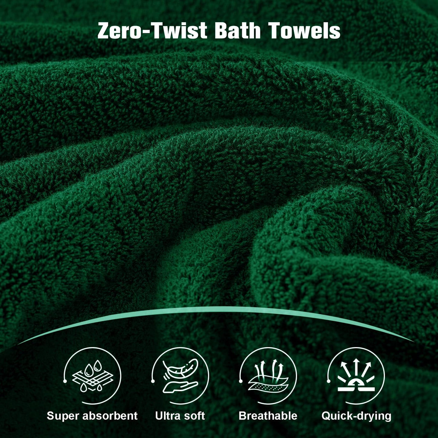 COZYART Formal Green Bath Towel Set 6 Piece, Luxury 100% Turkish Cotton 650GSM Hotel Quality, Soft, Absorbent,Towel Sets for Bathroom | 2 Bath Towels 2 Hand Towels 2 Washcloths