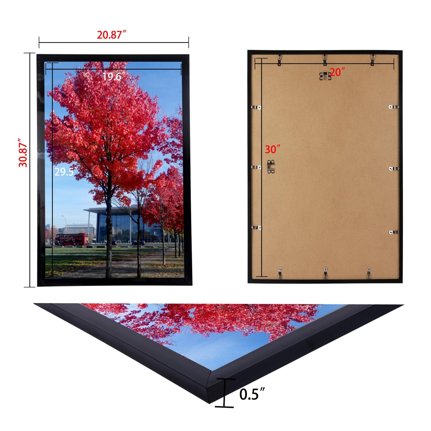 Medog Studio Gallery 20x30 Poster Frame Black,Display Pictures 20x30 Picture Frame Wall Schools Colleges Sign Frame, 1 Pack