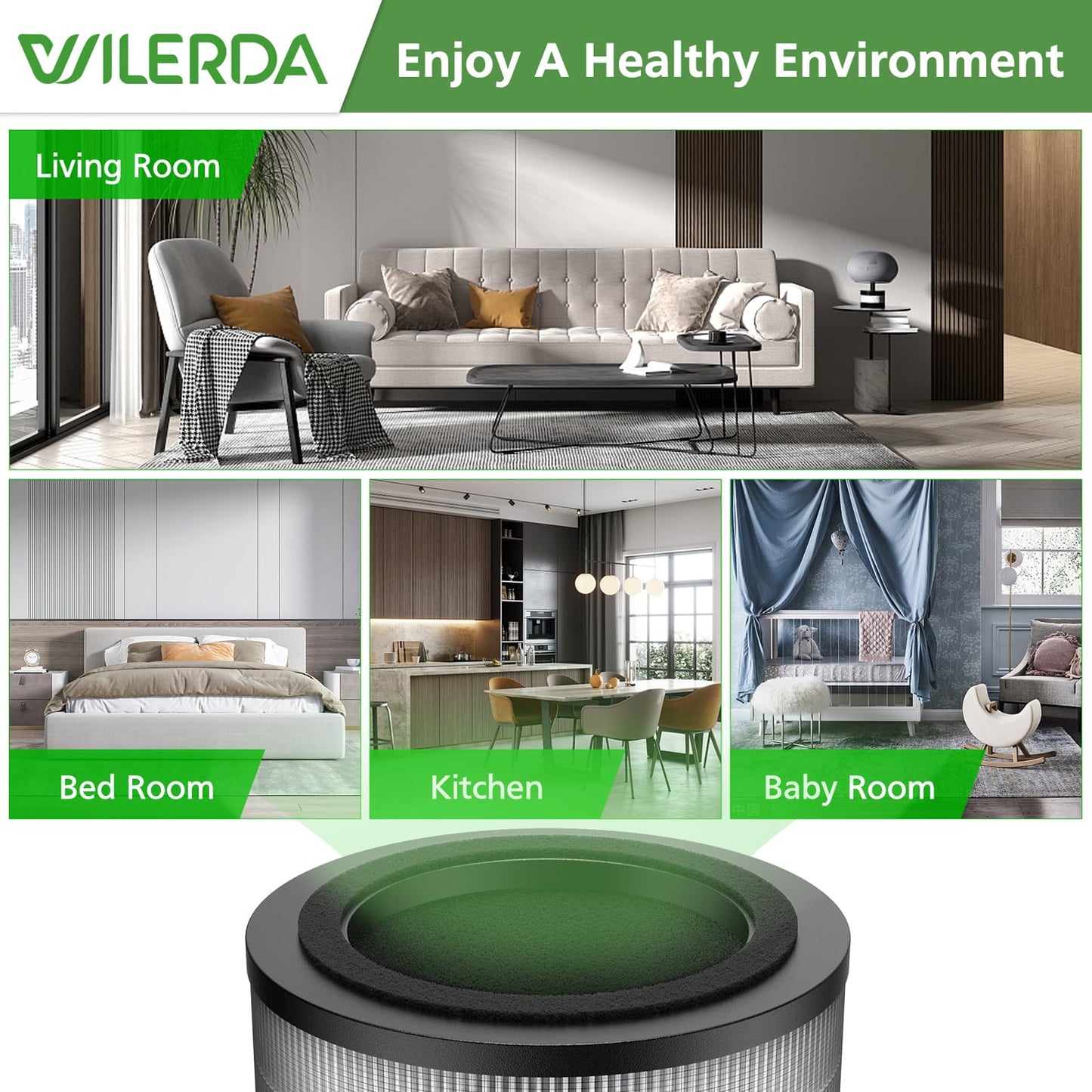 JF100 Replacement Filter Compatible with JF100 Air Purifier. 3-in-1 Pre-Filter, HEPA and Activated Carbon Filtration System, 3 Pack