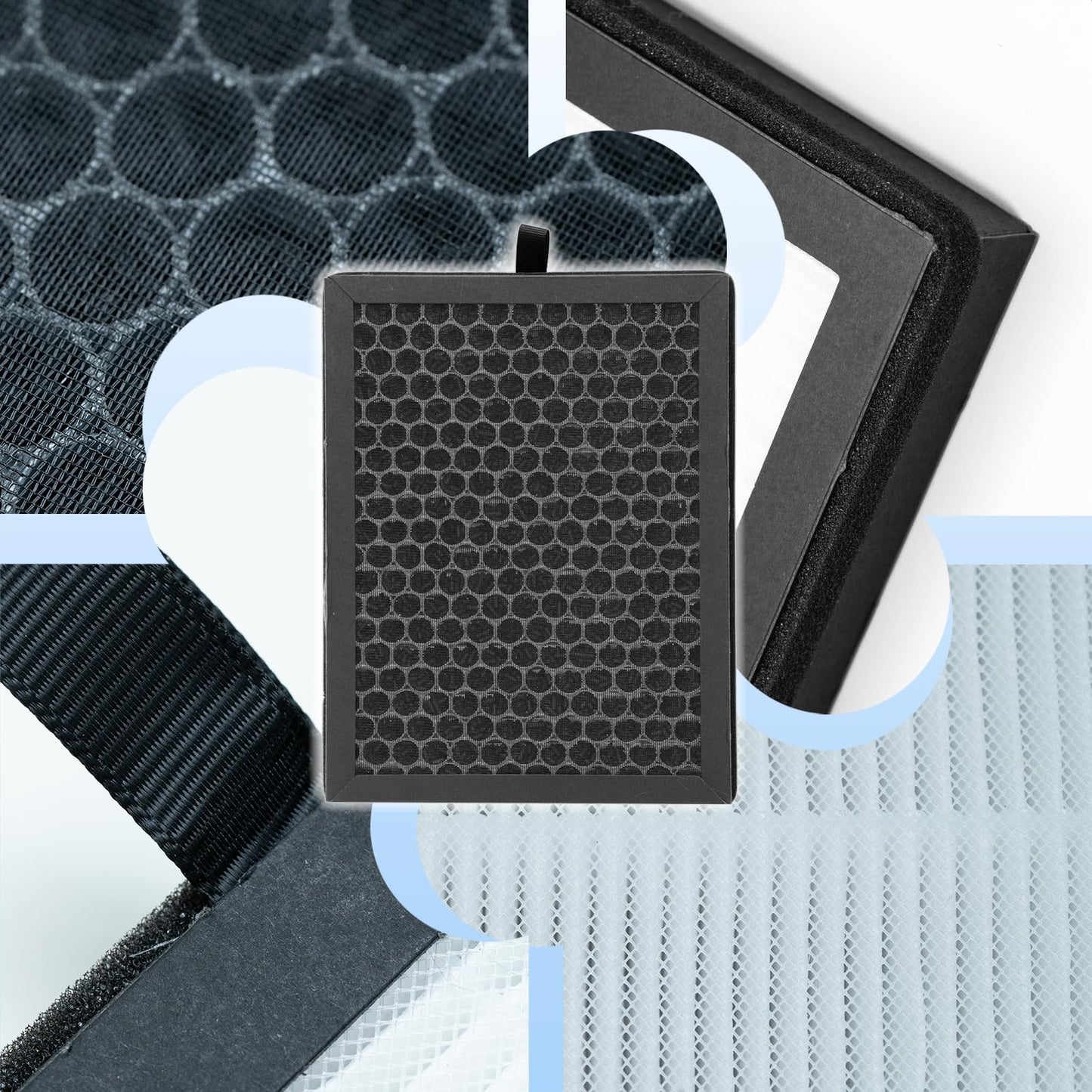 WOCASE 3 Packs ClearAir A5 Replacement Filter Compatible with Vewior ClearAir-A5 Air Purifier, 3-in-1 H13 True HEPA + Activated Carbon + Pre-Filter, Removes Pet Dander Smoke Odors