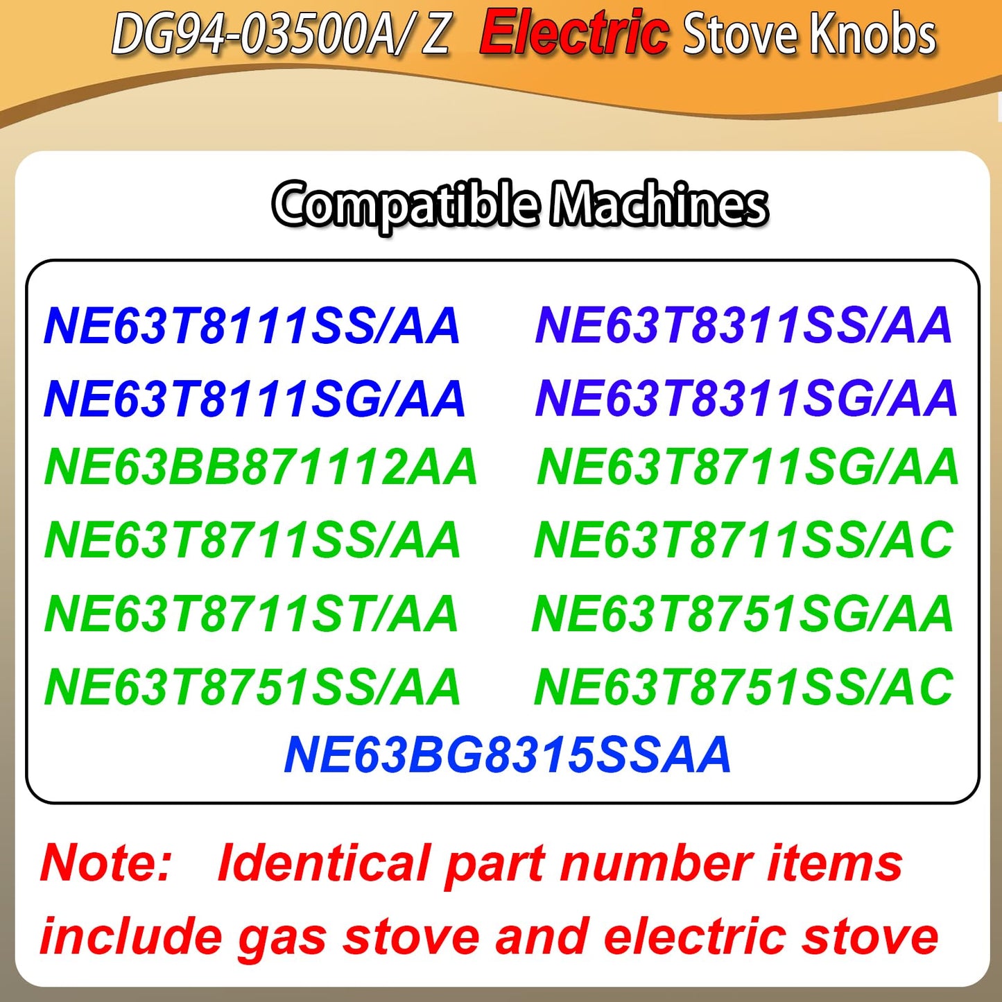 Upgraded DG94-03500A/Z Fit for Samsung Electric Stove Knob Replacement and DG94-03500V DG94-03500W DG94-03797T DG94-03797S Knobs Models NE63T8311SG/AA,NE63BG8315SSAA,NE63T8111SS/AA etc
