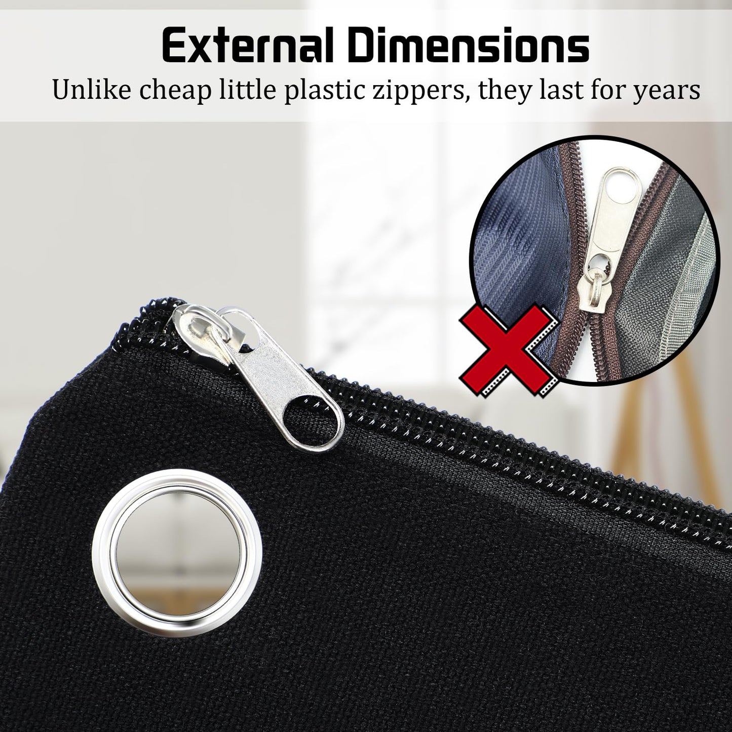 Humyoun 6 Pcs Interoffice Mailer Canvas Transit Sack Zipper Bag 18" x 14" Large Zipper Pouch with Grommet Interoffice Mail Bag (Black)
