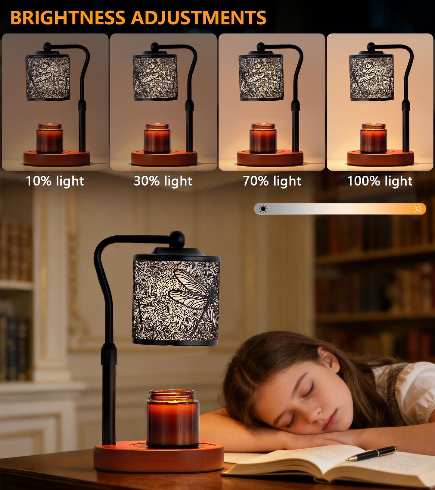 Candle Warmer Lamp with Timer, Dragonfly Candle Warmer Lamp with Jar Candles,Wax Melt Warmer for Housewarming Gift, Birthday Mother's Day Valentines Gifts for Women,Mom,Sister,Bedroom Home Decor