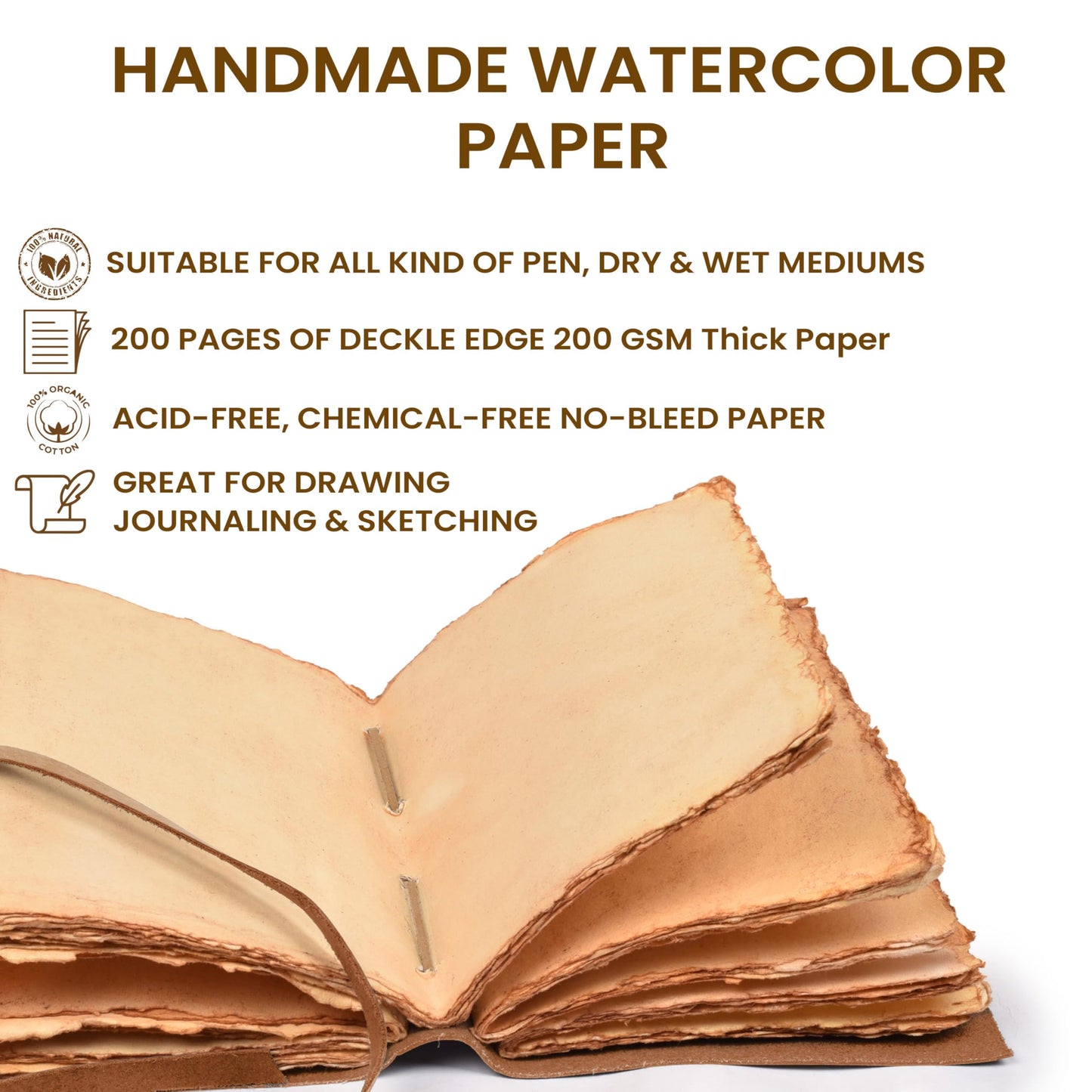 LEATHER VILLAGE Tree of Life Journal - 10 X 7 inches - Rustic Brown - 200 Antique Deckle Edge Handmade Paper – Book of Shadows - Vintage Leather Bound Journal for Women & Men