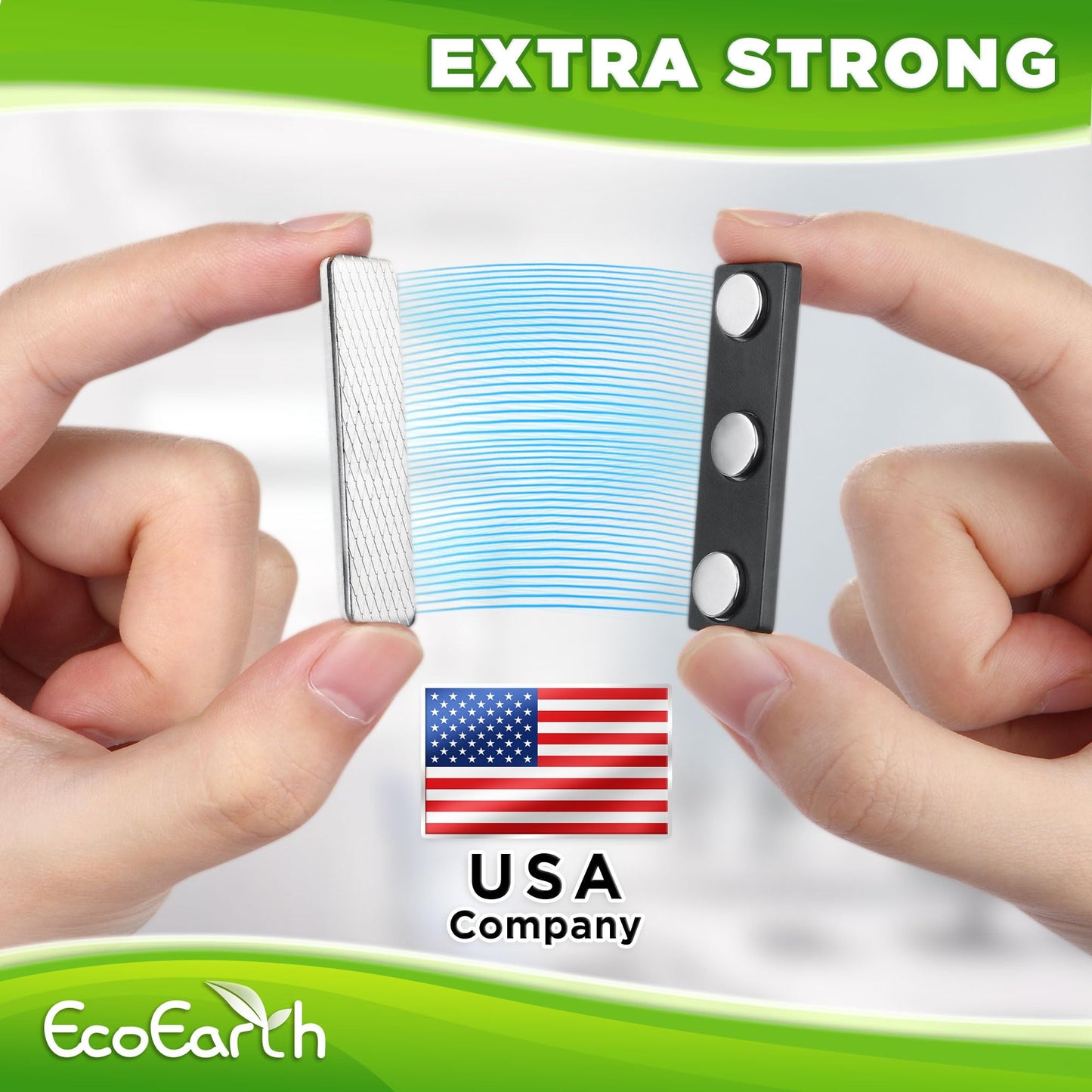 EcoEarth Adhesive Two-Piece Design Name Tag Magnets (100 Badge Holders, 1.75 x 0.5 inches) with 3 Extra-Strong Neodymium Magnets for ID Badge Holders
