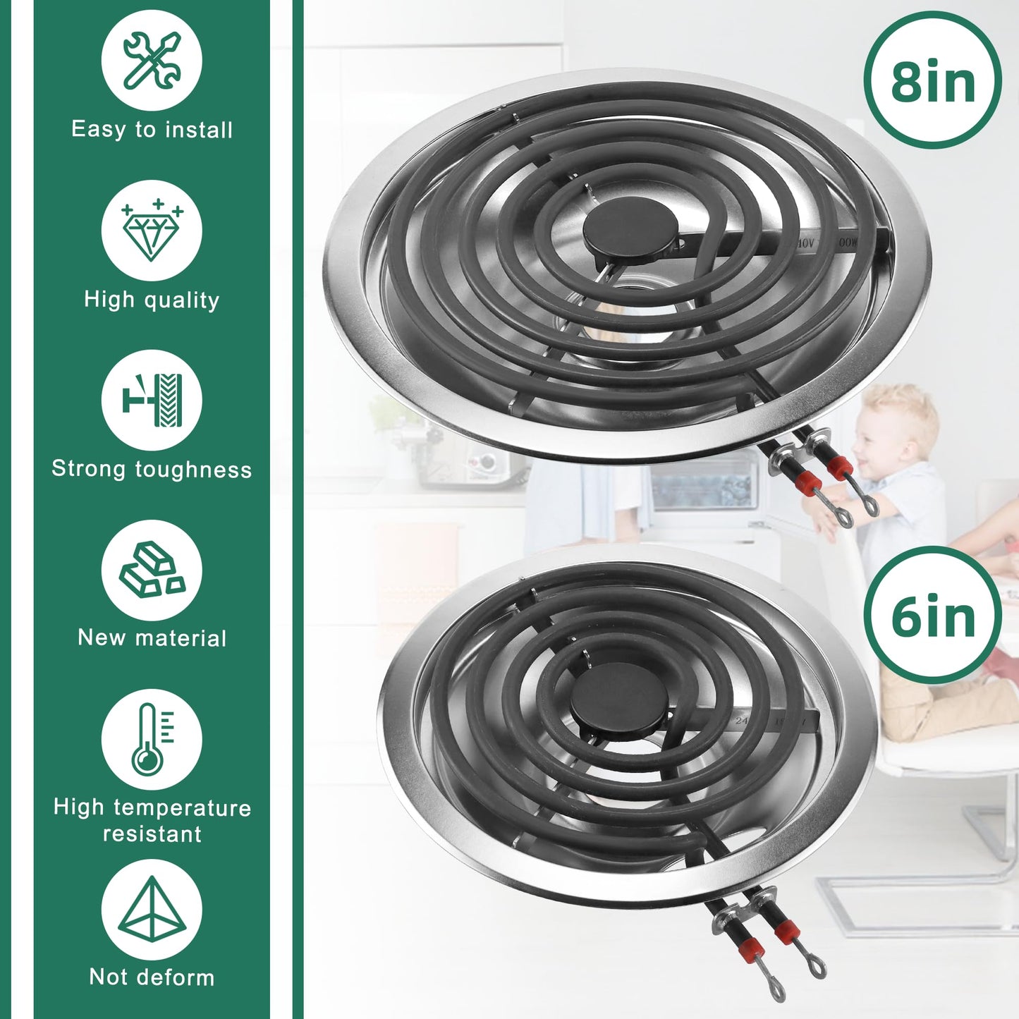 WB31T10010(6") and WB31T10011(8") Replacement Drip Pans/Stove Burner Drip Pan and Electric Stove Burner Replacement MP15YA(6") MP21YA(8") Compatible for Frigi-daire Ken-more Range Oven Stove-by MIFLUS