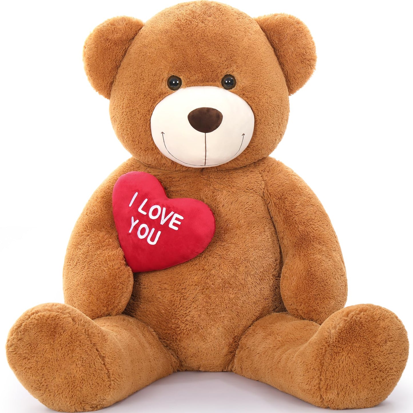 MaoGoLan Giant Teddy Bear 5 Feet- I Love You Red Heart Big Dark Brown 5ft Teddy Bear Stuffed Animal - Huge Valentines Teddy Bear for Girlfriend,Boyfriend,Wife,Lover - Anniversary, Birthday