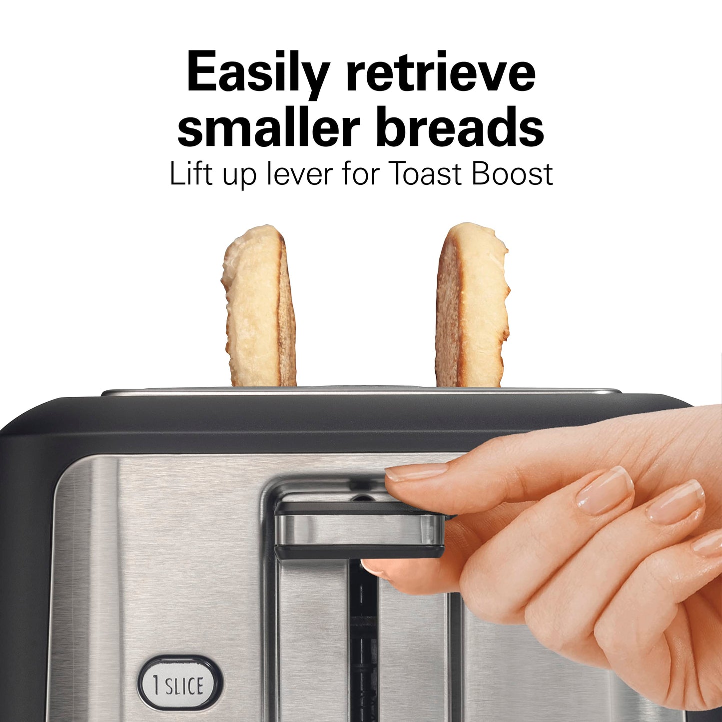 Hamilton Beach Gourmet 2 Slice Slot Toaster with Extra Long & Wide Slots, Sure-Toast Technology, Shade Selector with 7 Browning Levels, Bagel Setting, Matte Black and Stainless Steel (22996)