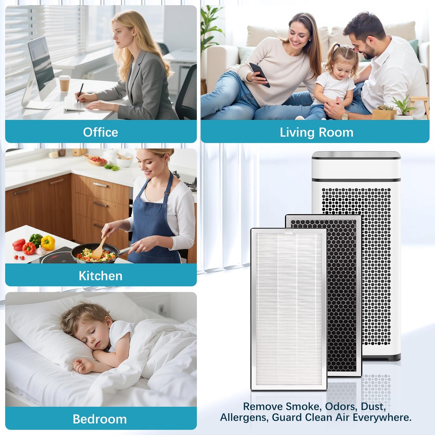 2-Pack MA-40 Replacement Filter Compatible with MA Air Purifier 40 Series, 3-in-1 H13 True HEPA Filter, Pre-Filter and Activated Carbon for MA40W MA40B