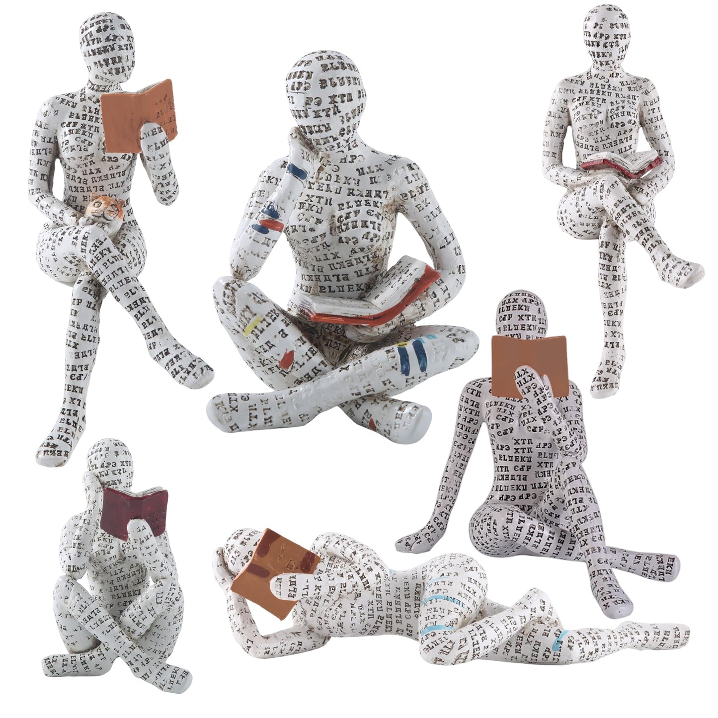 GRAPMKTG Home Decor Pulp Reading Women Thinker Statue Aesthetic Sculpture Room Decor Modern Abstract Decoration on Shelf Table Desk for Living Room Office Bedroom 6 Pack Set