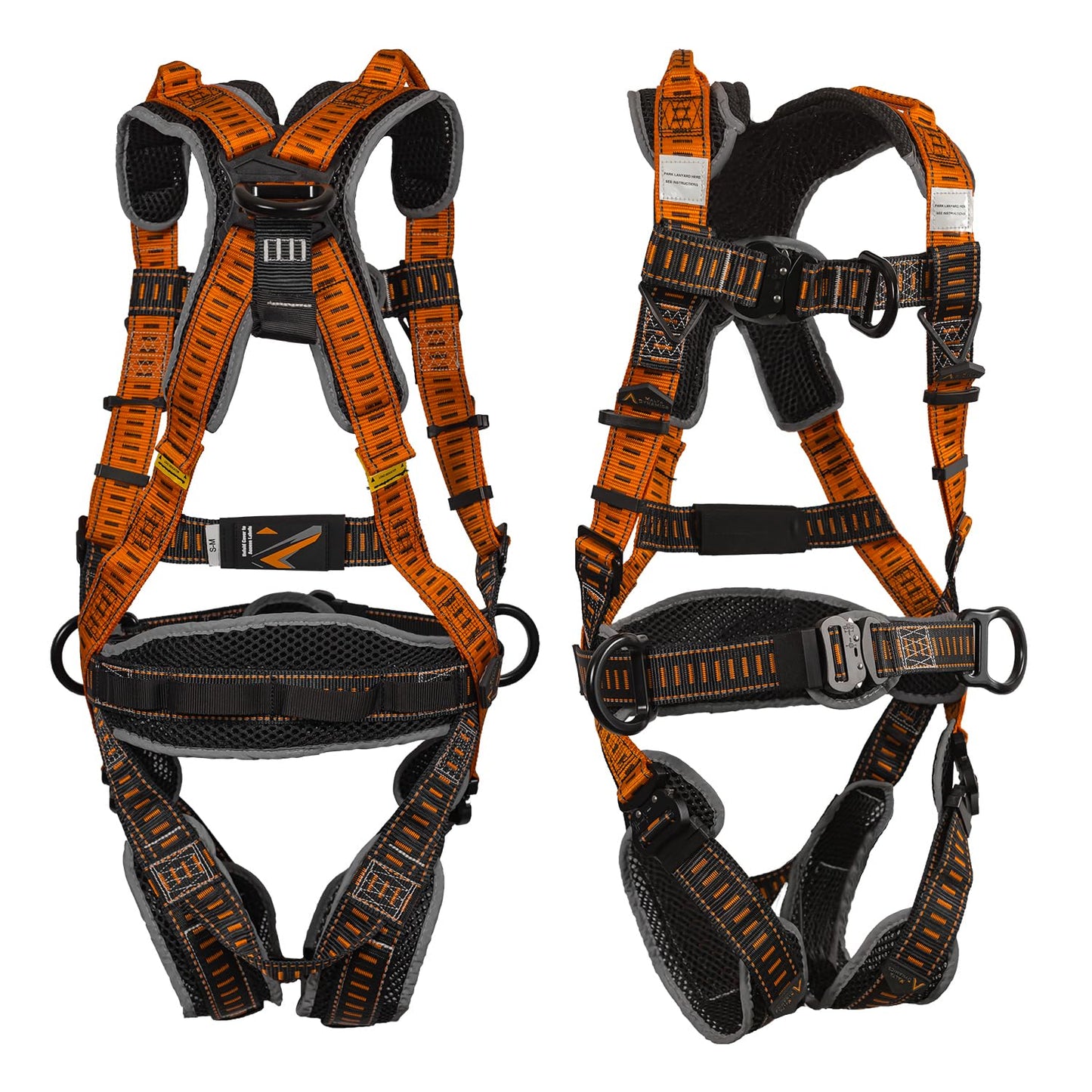 Malta Dynamics Razorback Elite MAXX - Safety Harness and Fall Protection Kit with Sewn in Lumbar Support Belt and Built-in Rescue Handles for Fall Arrest, OSHA & ANSI Compliant (Size)