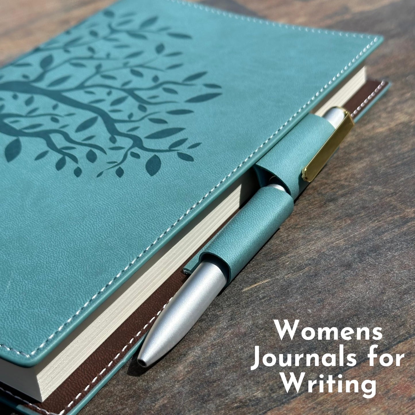 SETTINI® Tree of Life Refillable Writing Journal for Women & Men - Vegan Leather Lined Journal Notebook with Premium Pen - A5, 8.75 x 6 inches, 256 Pages of 100gsm Paper, Beautiful Gift Box Included - Tree of Life Journal, Fathers Day Gift