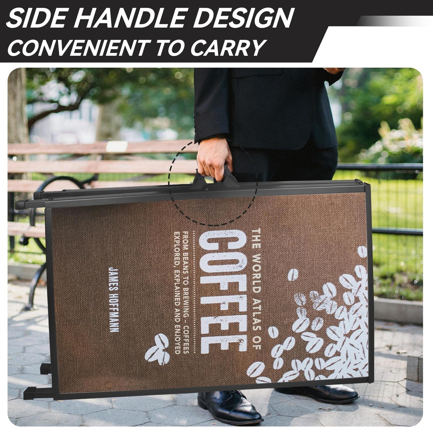 QKA A-Frame Sign Sidewalk Sign 24x36 Inch, Heavy Duty Double-Sided Slide-in Folding Outdoor Sandwich Boards, Suitable for Restaurants, Cafes, Outdoor Events（Frame Only）