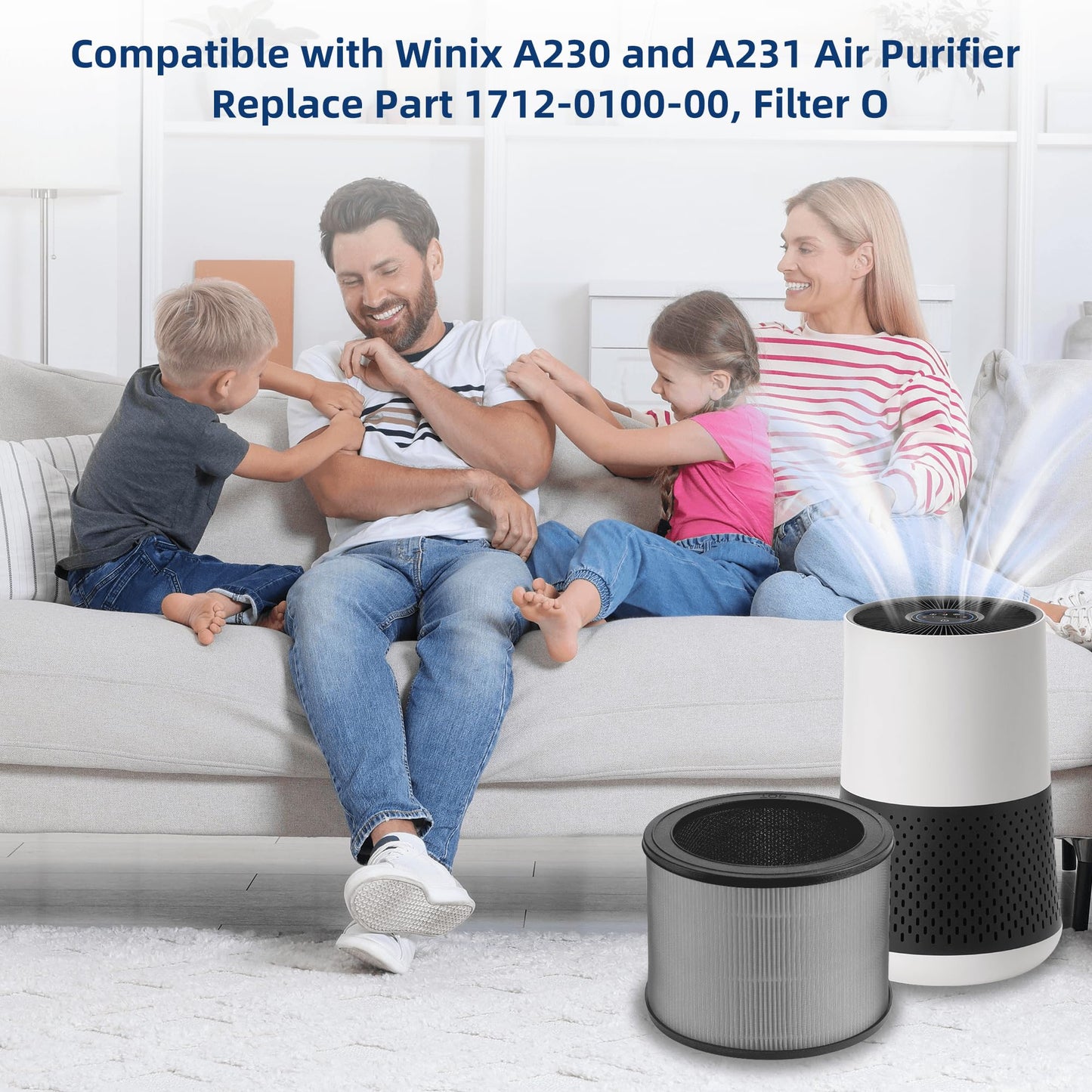A230 A231 Replacement Filter O - 1712-0110-00 for Winix A230 A231 Air Purifier, 3-in-1 H13 True HEPA + Activated Carbon Filter, 2 Pack by APPLIANCEMATES