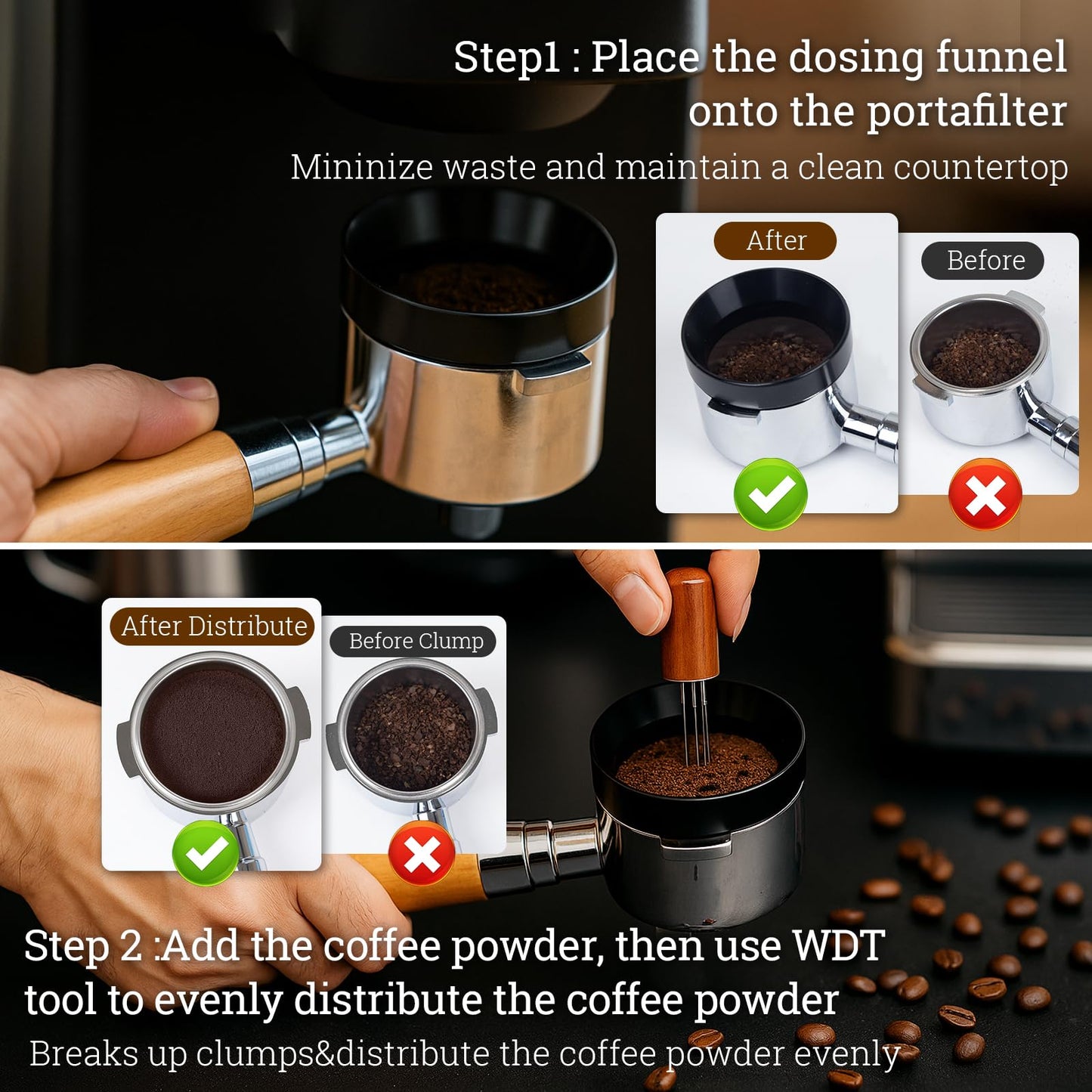 28PCS 51mm Espresso Accessories Kit,Espresso Knock Box and Tamping Station,Includes Distributor,Stirrer,Dosing Funnel,Brush,Puck Screen,Frothing Pitcher,Latte Pen,Powder Ring,Towel,Decorative Stencils