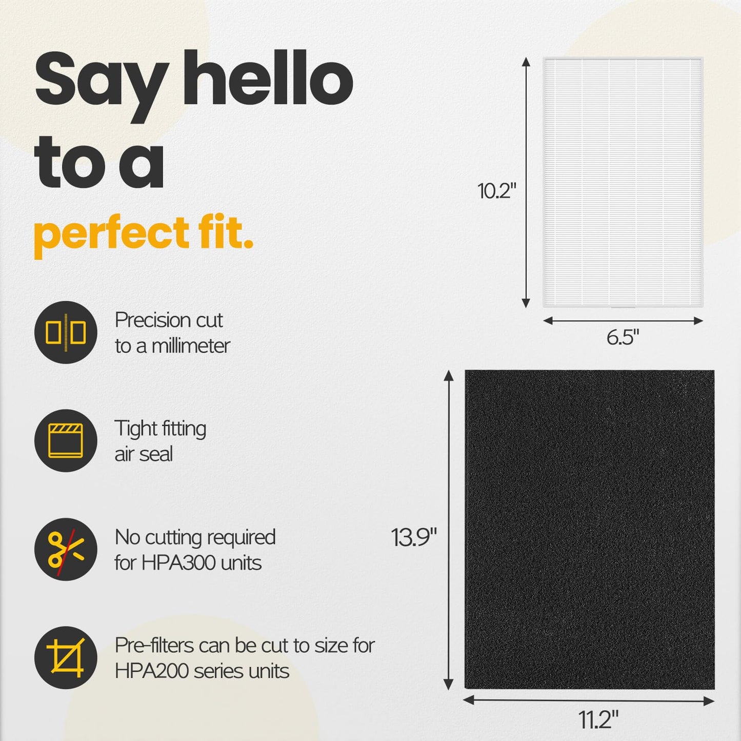 HPA200 Filter Replacement Compatible with Honeywell HEPA PA200 HRF-ARVP200 Series Air Purifier HPA200, HPA201, HA202, HPA204, HPA250, HPA5200, 4 HEPA R and 8 Precut Carbon Pre-Filters A