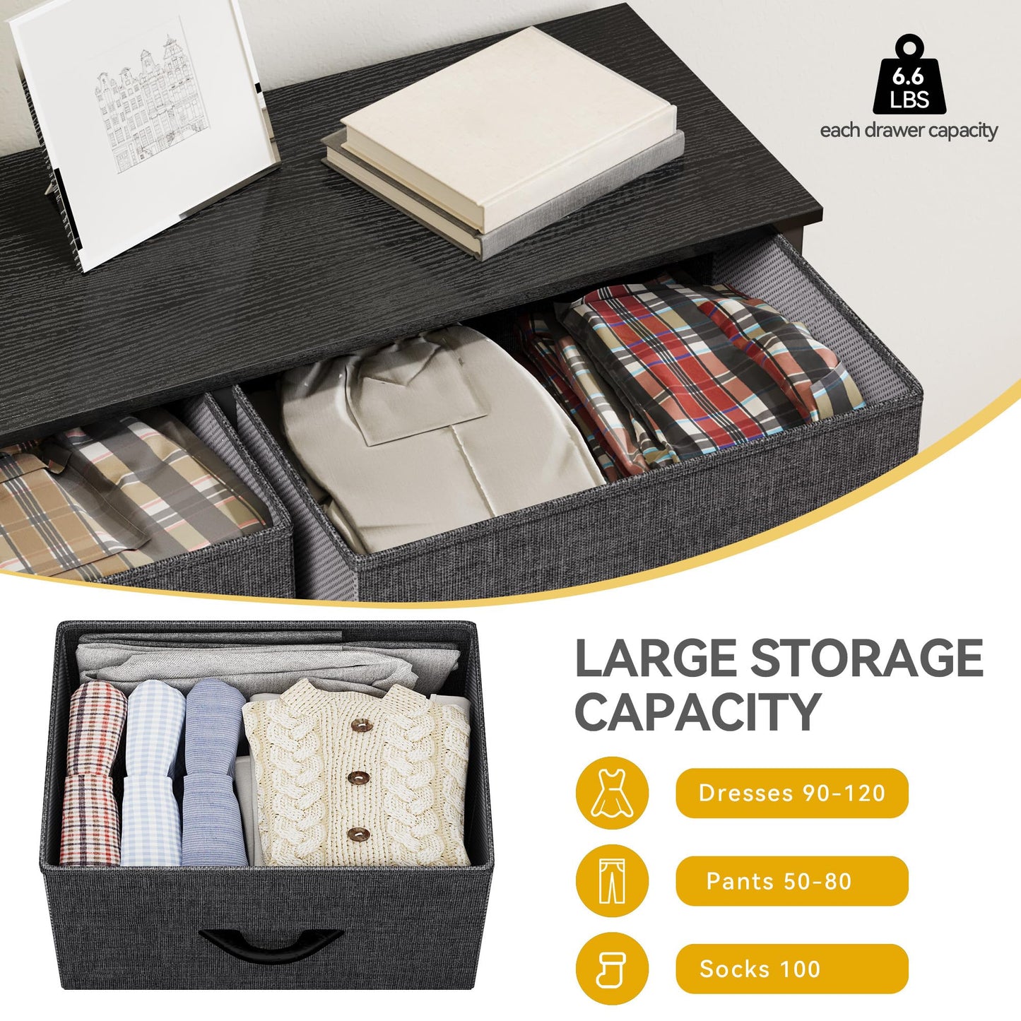 DWVO Dresser for Bedroom, Fabric Dresser with 8 Drawers, Chest of Drawers for Closet, Living Room
