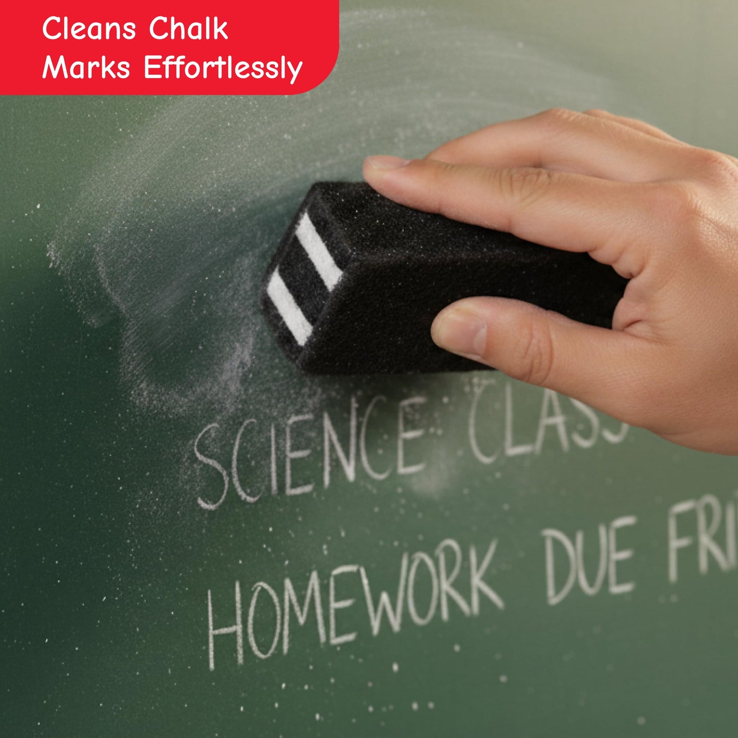 Charles Leonard Premium Felt Chalkboard Eraser, 6 x 2 x 1.25 Inches, Black/White, 12-Pack (74586)