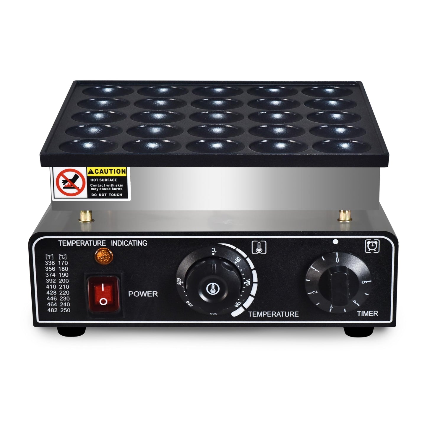 110V US Commercial 25PCS Mini Pancake Maker,950W Mini Dutch Pancake Maker,Non-stick,Dutch Poffertjes Grill,Stainless Steel,Breakfast,Snacks,Desserts.