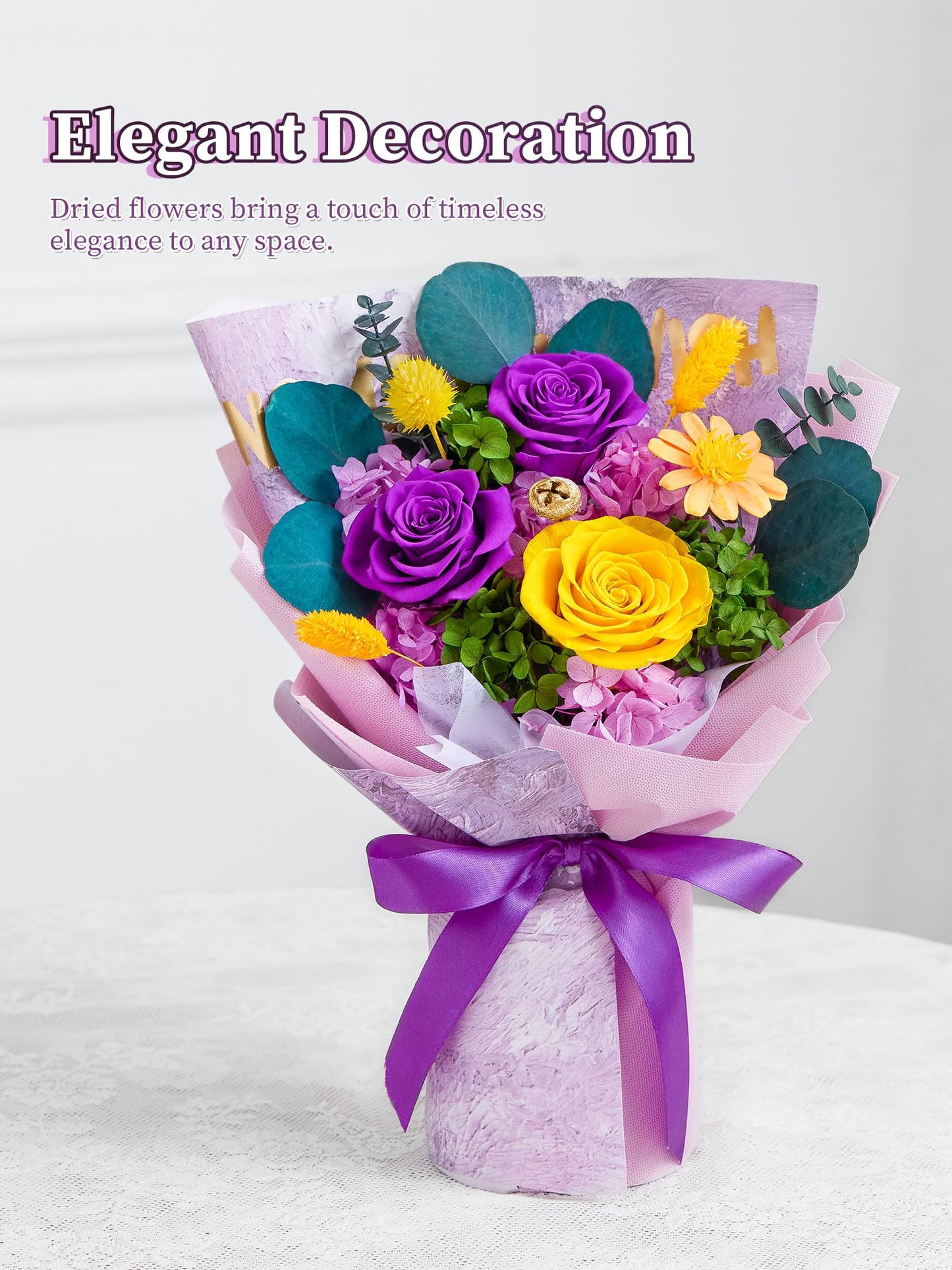Beaulasting Roses Flowers for Delivery Prime Forever Flowers Preserved Roses Bouquets Purple Flower Birthday Gifts for Women Valentine's Day Mothers Day Graduation
