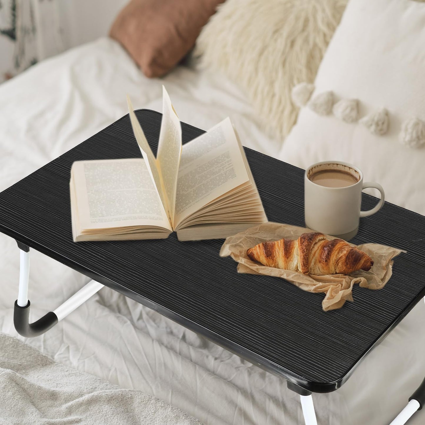 2 Pcs Foldable Laptop Table Lap Desk Mini Bed Table Portable Bed Tray Laptop Stand for Couch Sofa Working Reading Eating Children Workers School Classroom Home Office Supplies (Black)