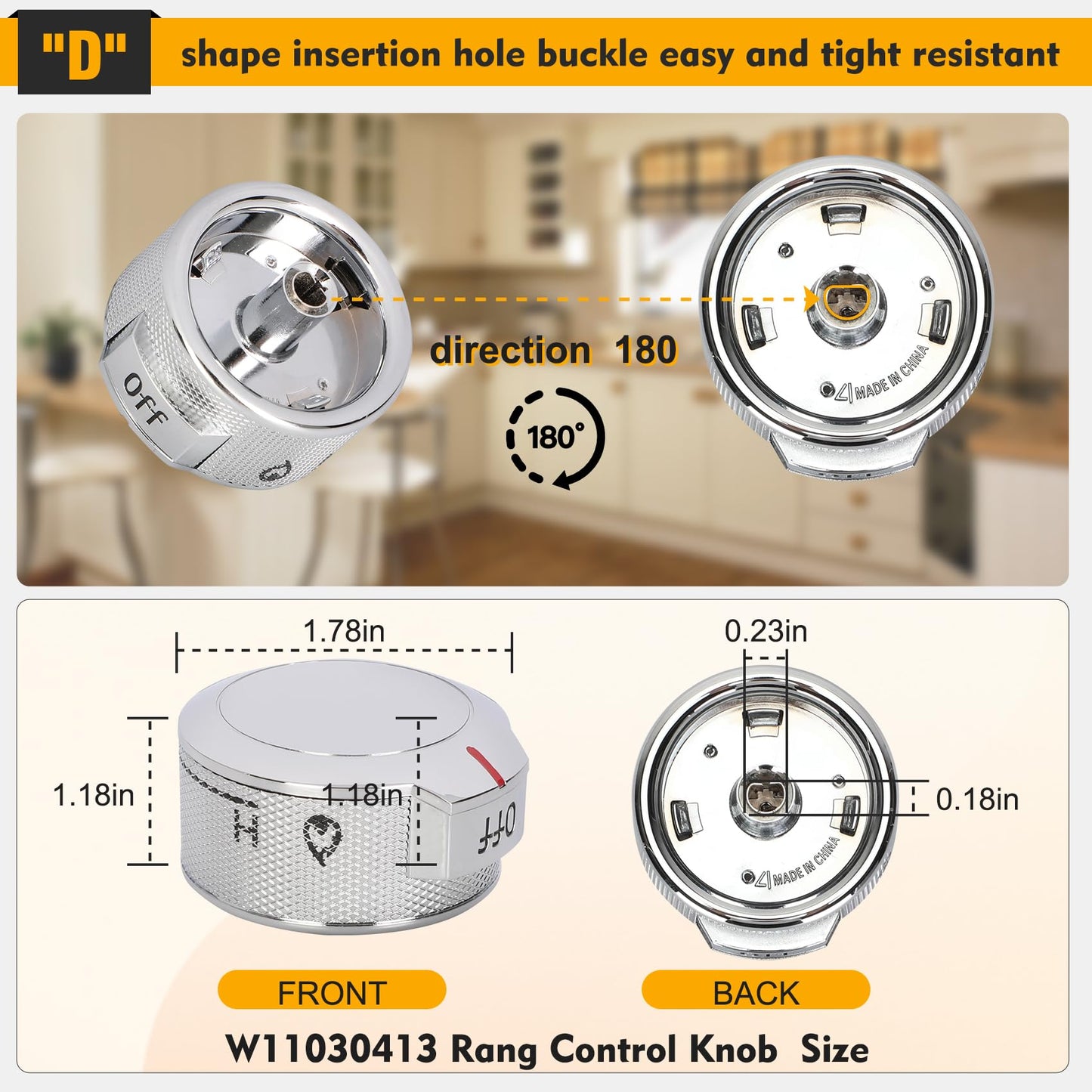 New Upgraded W11030413 Stove Control knob fit for Whirlpool KitchenAid Stove knobs, w11030413 knob Replace W10643306 W10786063 W11027434 4461624 AP6038805 PS11770322 EAP11770322 knob (5 Packs)