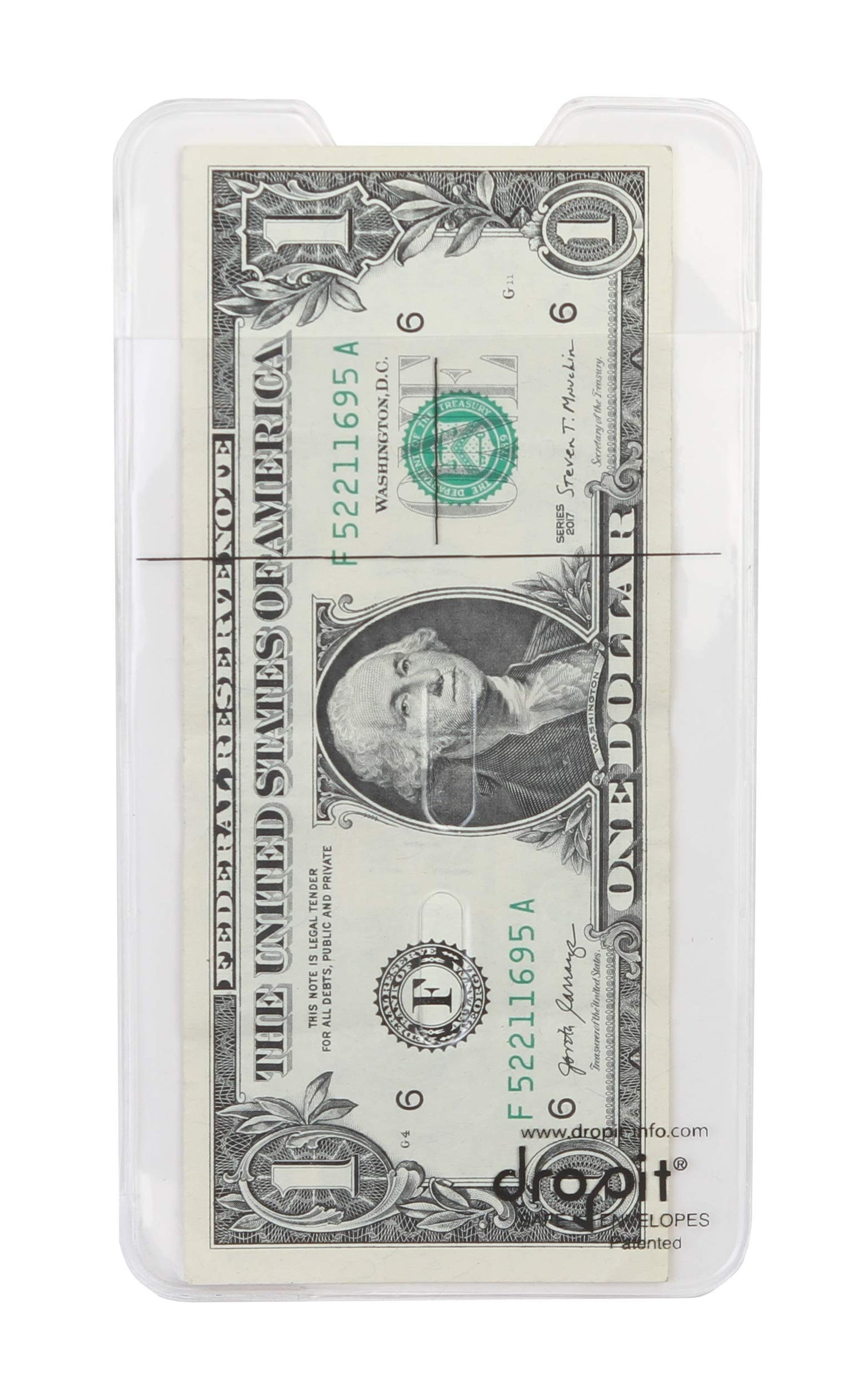 UBICON 50 Clear Reuseable, Heavy-Duty Vinyl DropIt Safe Envelope for Depositing of Currency and Money, Size 50, Clear