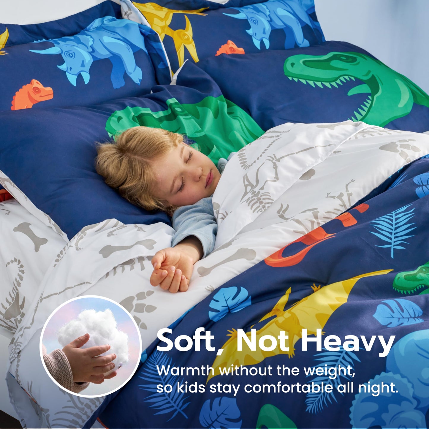 Joiedomi Kid Twin Comforter Set 5 Piece Dinosaur Bedding Set for Boys Girls Super Soft Microfiber Bed in a Bag with Comforter Sheets Pillowcase Sham
