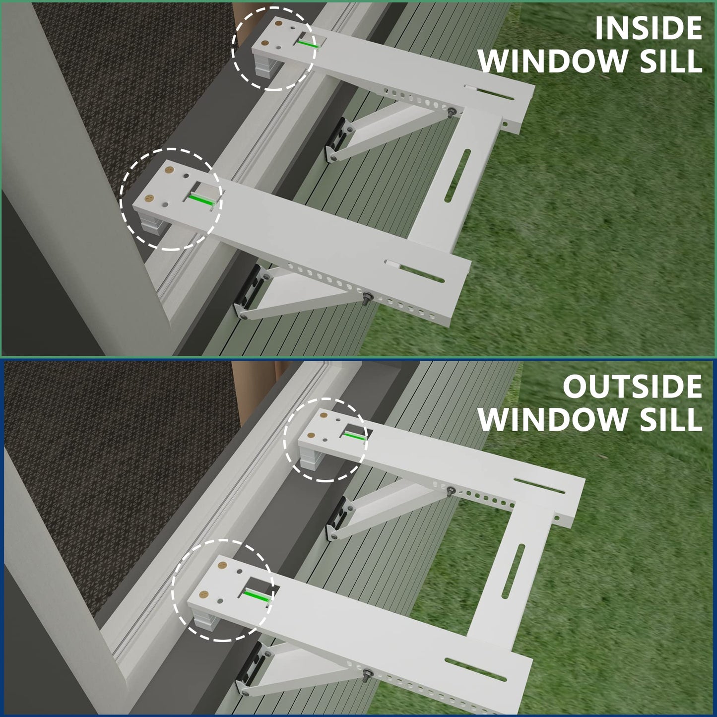 Wintcomfort Window Air Conditioner Bracket, Heavy Duty AC Support with 2 Arms, Up to 200 lbs, Universal Fit 5,000 to 22,000 BTU Window Units
